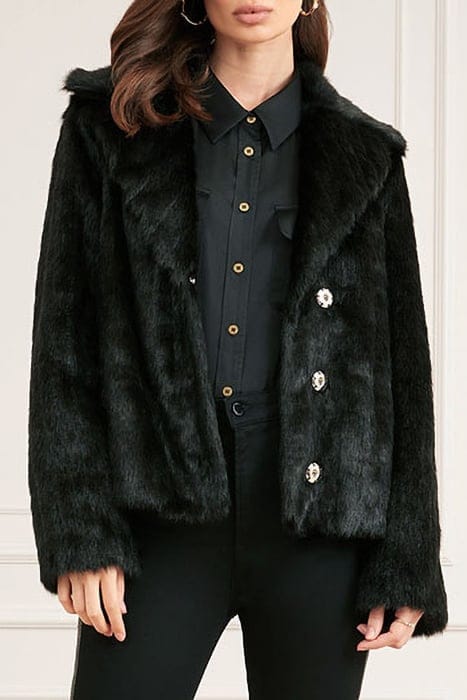 MARCIANO BY GUESS MARCIANO- CAROLINE JACKET JET BLACK FAUX F 1