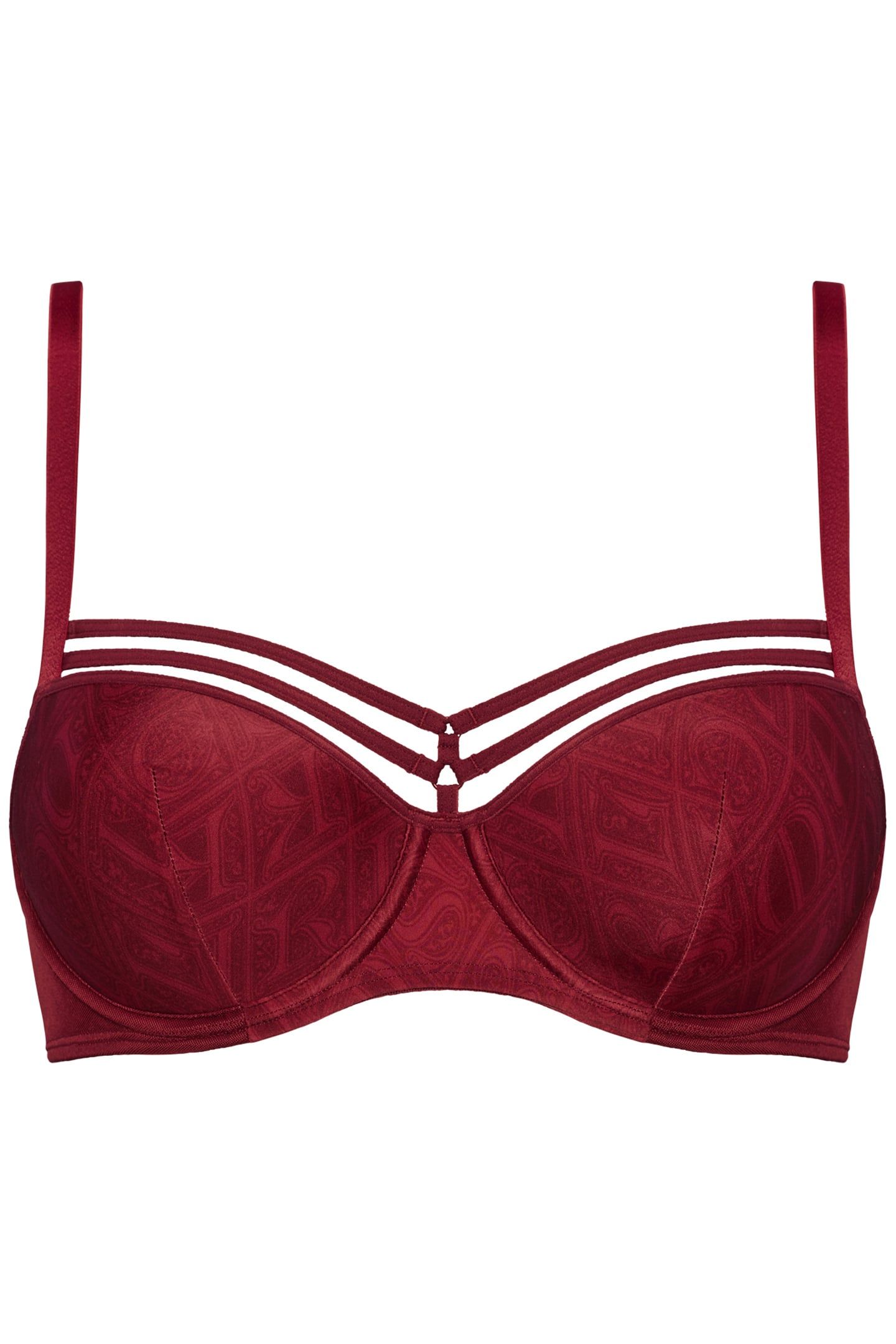SEDUCTION CABERNET PRINT PLUNGE BALCONY BRA 3