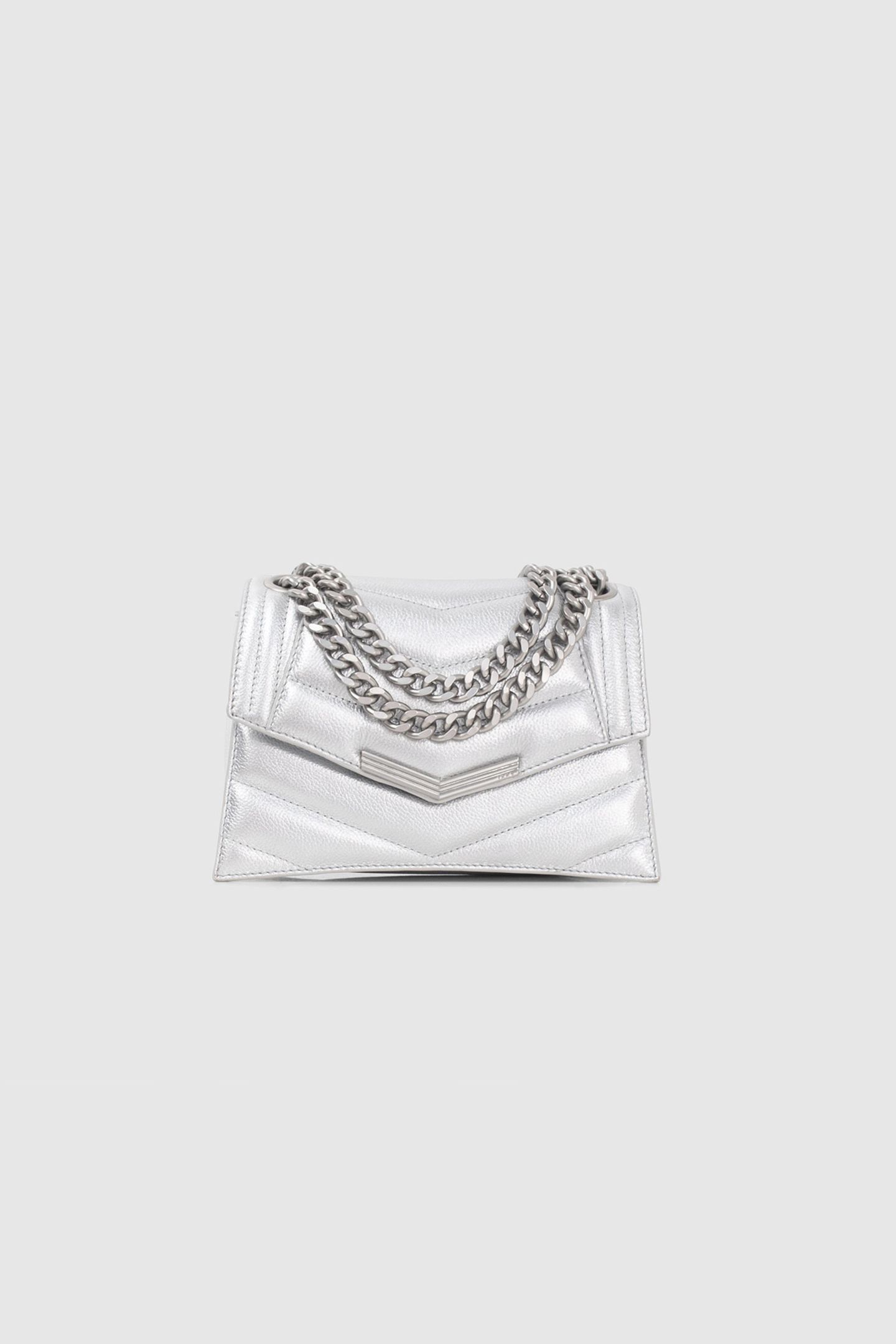 SILVER METALLIC LEATHER THE 1 GLITTER BAG SIZE S SILVER 2