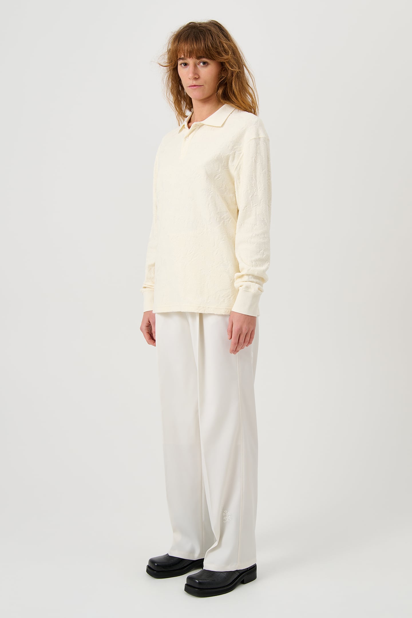 ROBERT PLUSH L/S POLO SHIRT OFF WHITE 3