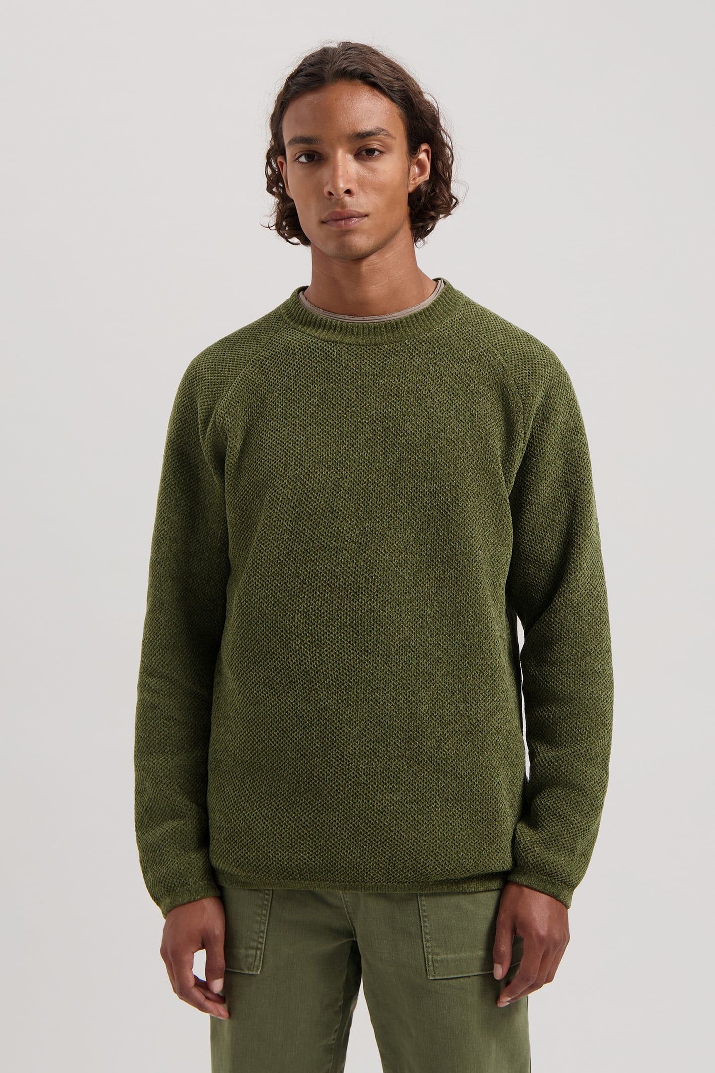 DS_CHENILLE KNIT CREWNECK OLIVE NIGHT 1