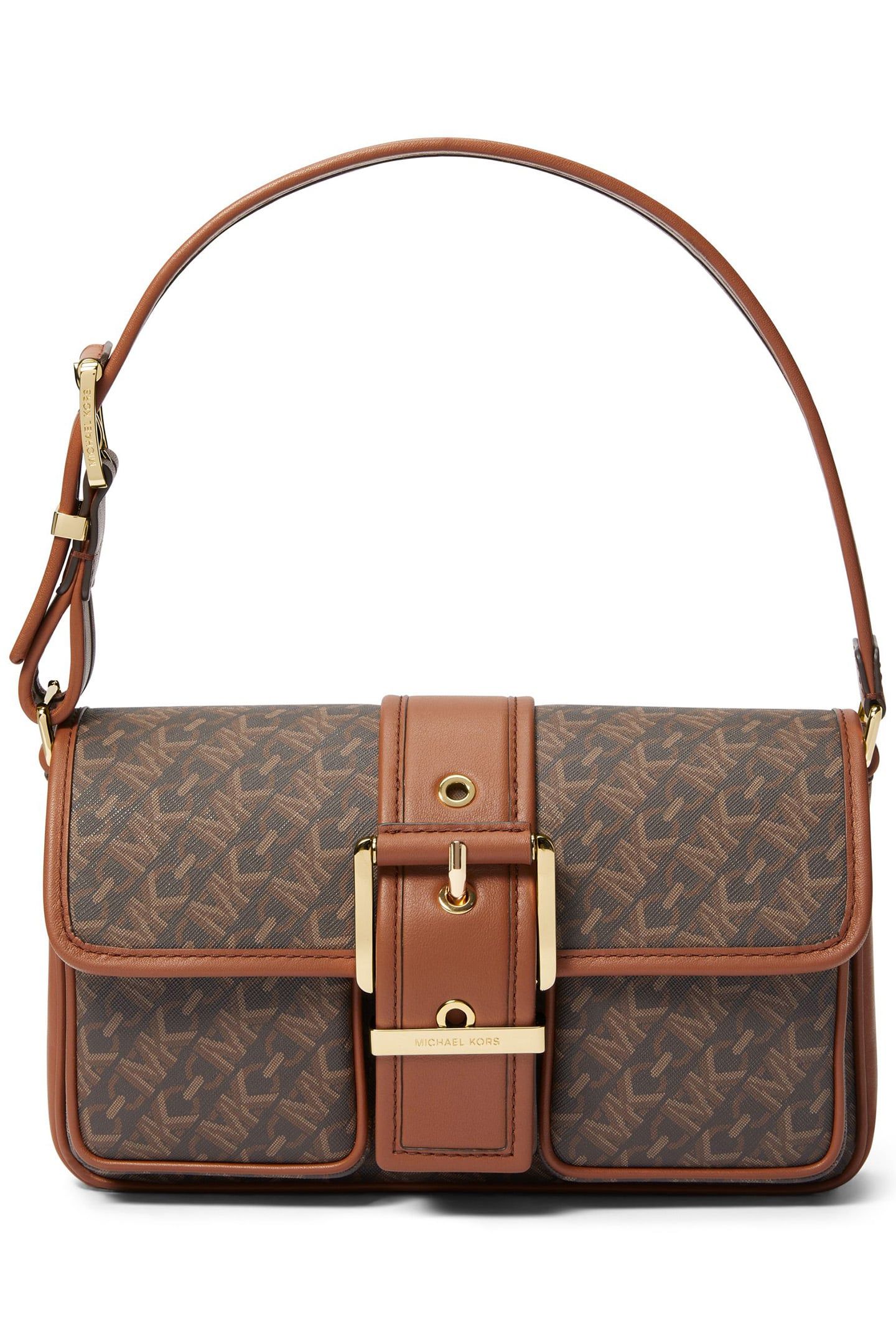 MEDIUM SHOULDER BAG WITH BUCKLE DETAIL IN BROWN 1