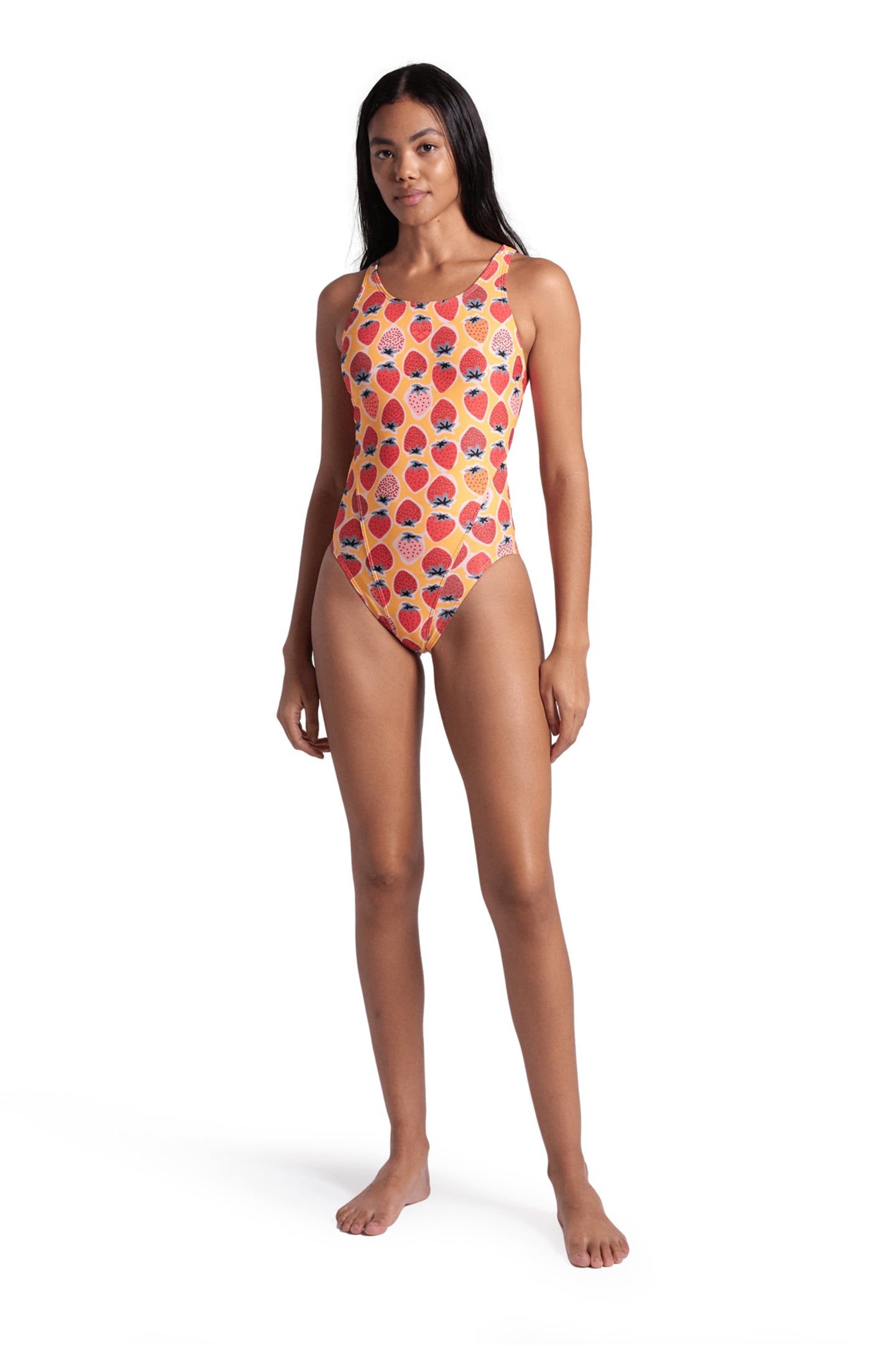 WOMEN'S ARENA STRAWBERRY SWIMSUIT SWIM T FLUO RED ORANGE MUL 3