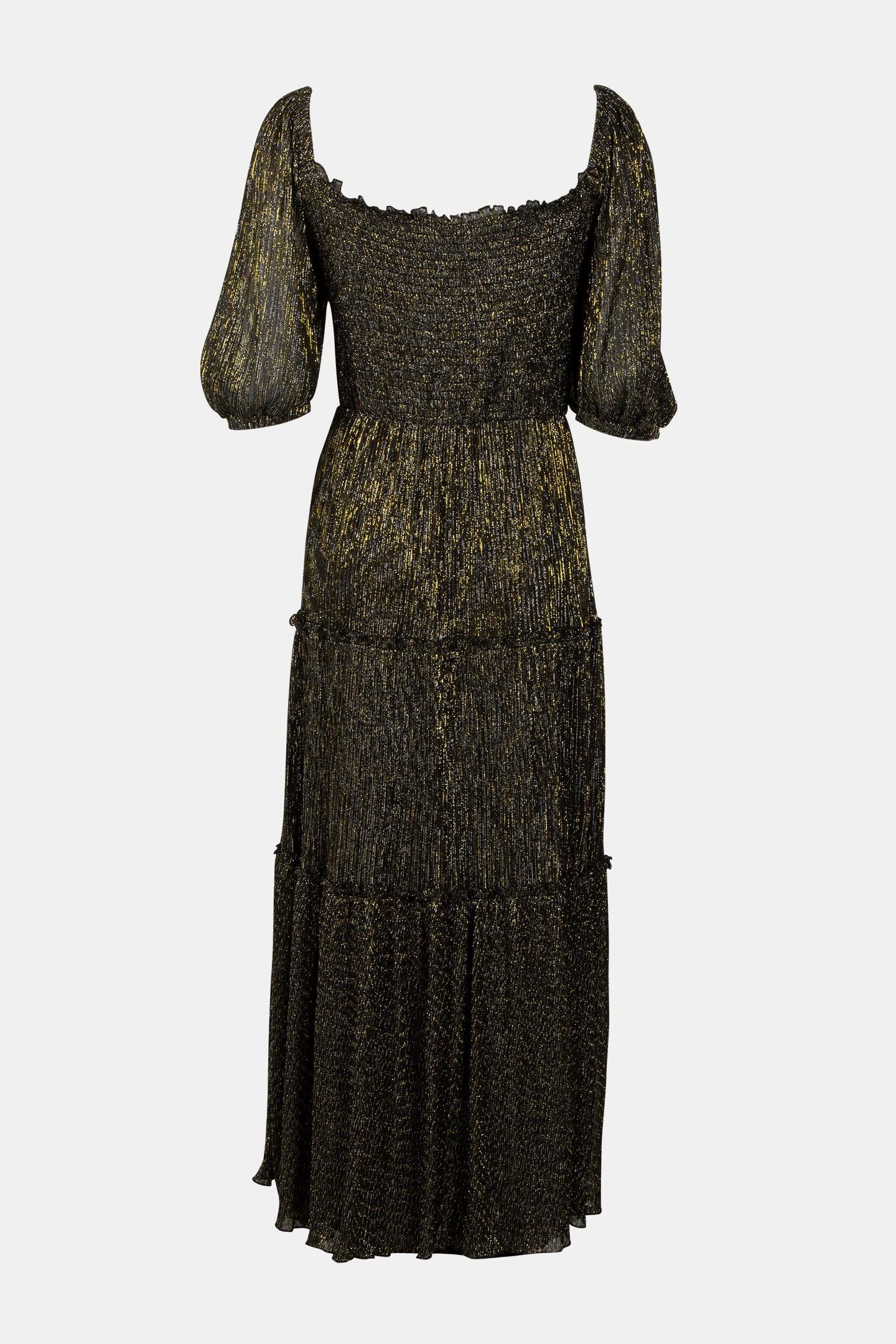 SHIMMER SPARKLE SMOCKED DRESS BLACK 4