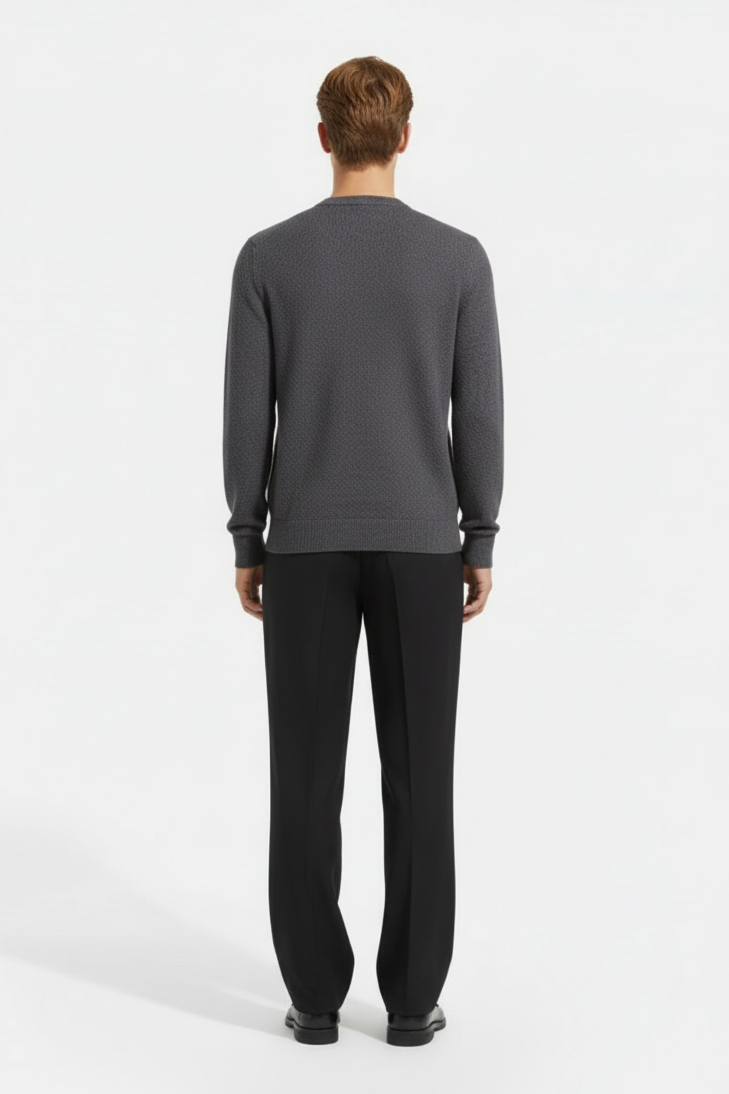 SS NEPS TEXTURE STITCH SWEATER CREW DARK GREY 2