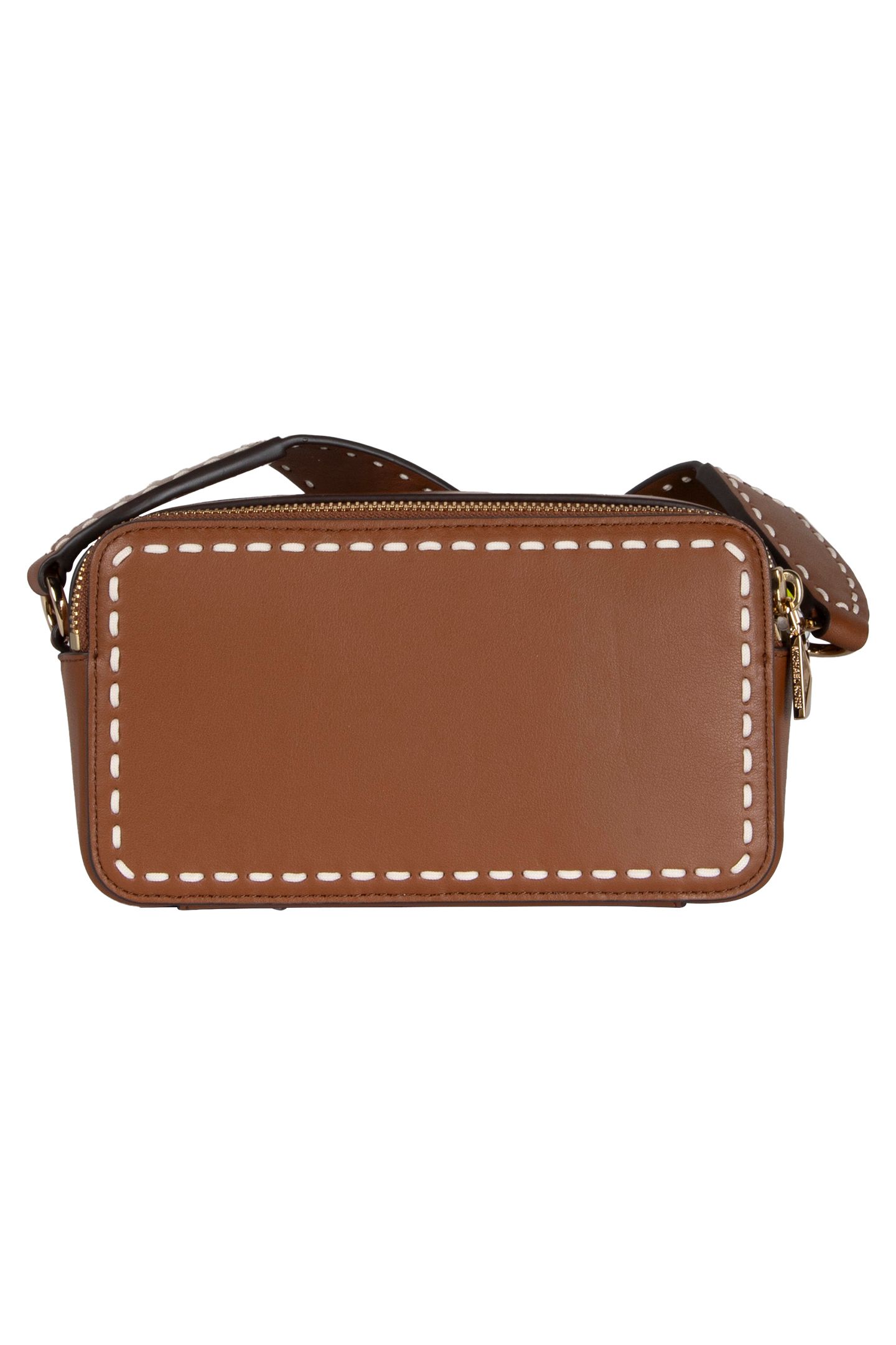 SMALL DOUBLE ZIP CAMERA CHAIN CROSS BODY BAG IN BROWN 3