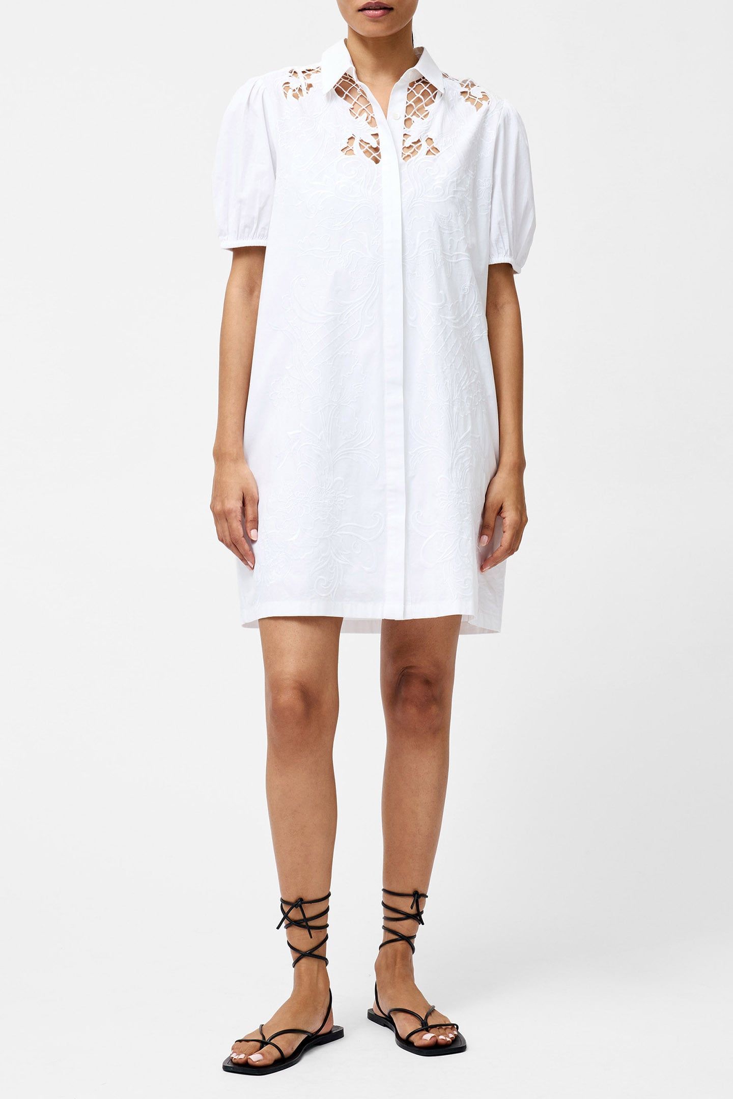 CAMBRIA COTTON EMBROIDERED SHI LINEN WHITE 1