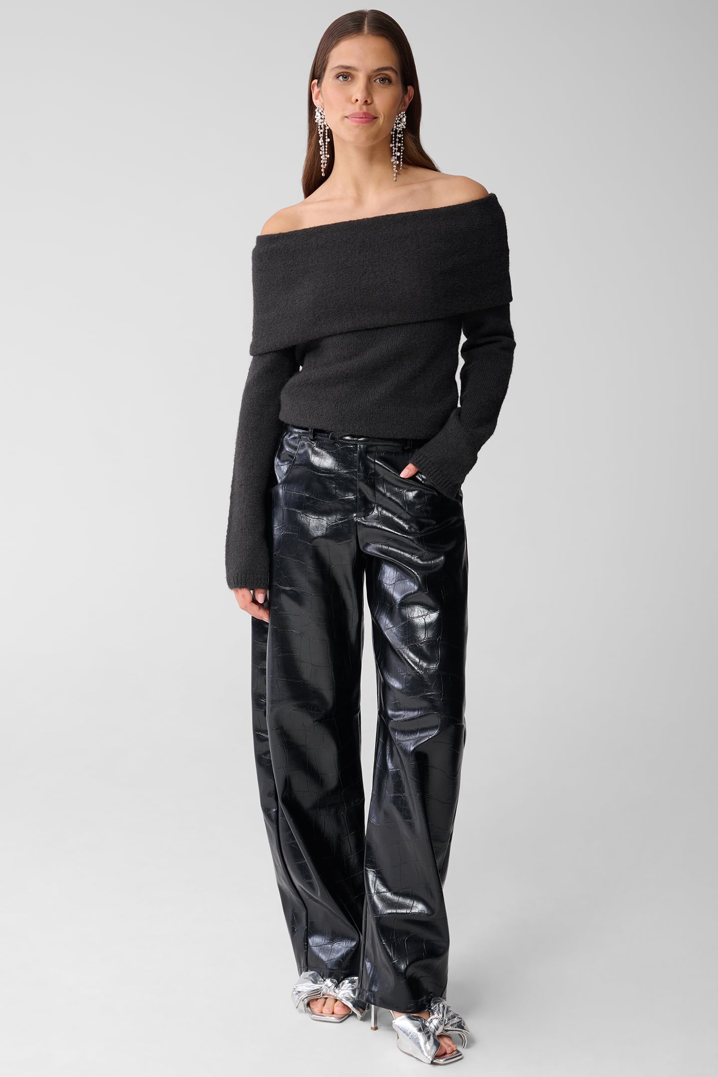 SBSTUDIO OFF SHOULDER KNIT ANTHRACITE 2