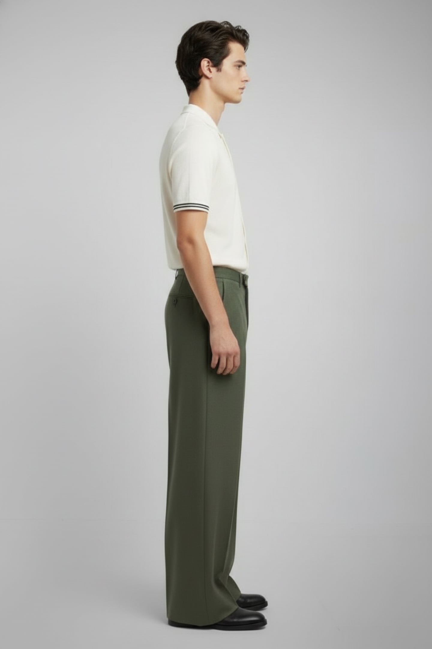 TIPPED SHIRT SHORT SLEEVE ECRU/MARINE 3