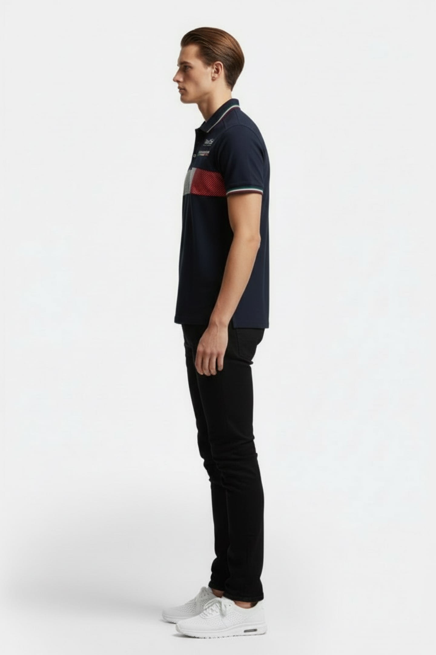 UNISEX FIN POLOSHIRT SOLID NAVY LEN 3