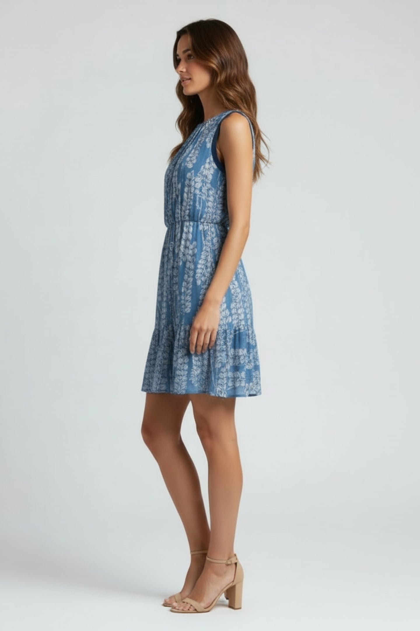 PRINTED FLIPPY MINI DRESS BLUE/WHITE 3