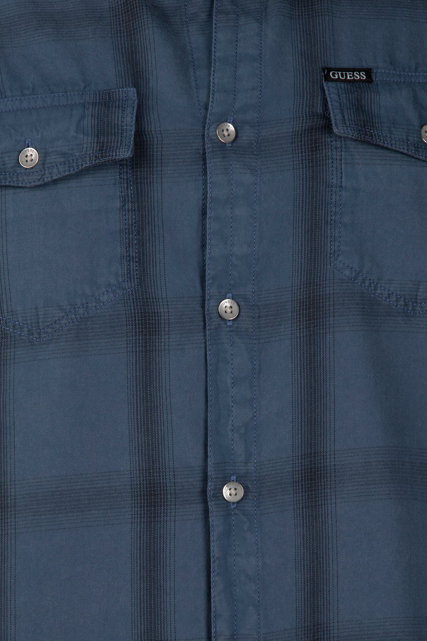GUESS ECO LS SUNSET SHIRT NAVY FADED CHECK 4
