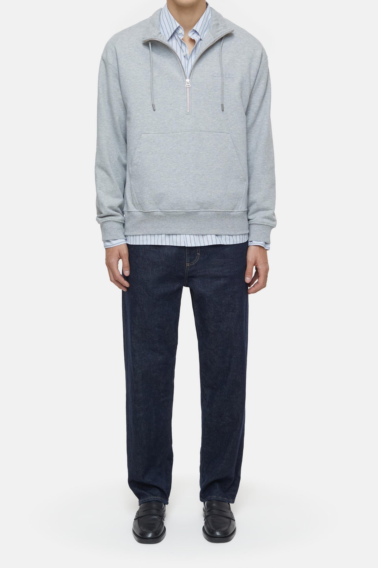 HALF ZIP SWEAT T-SHIRTS LIGHT GREY MELANGE 1