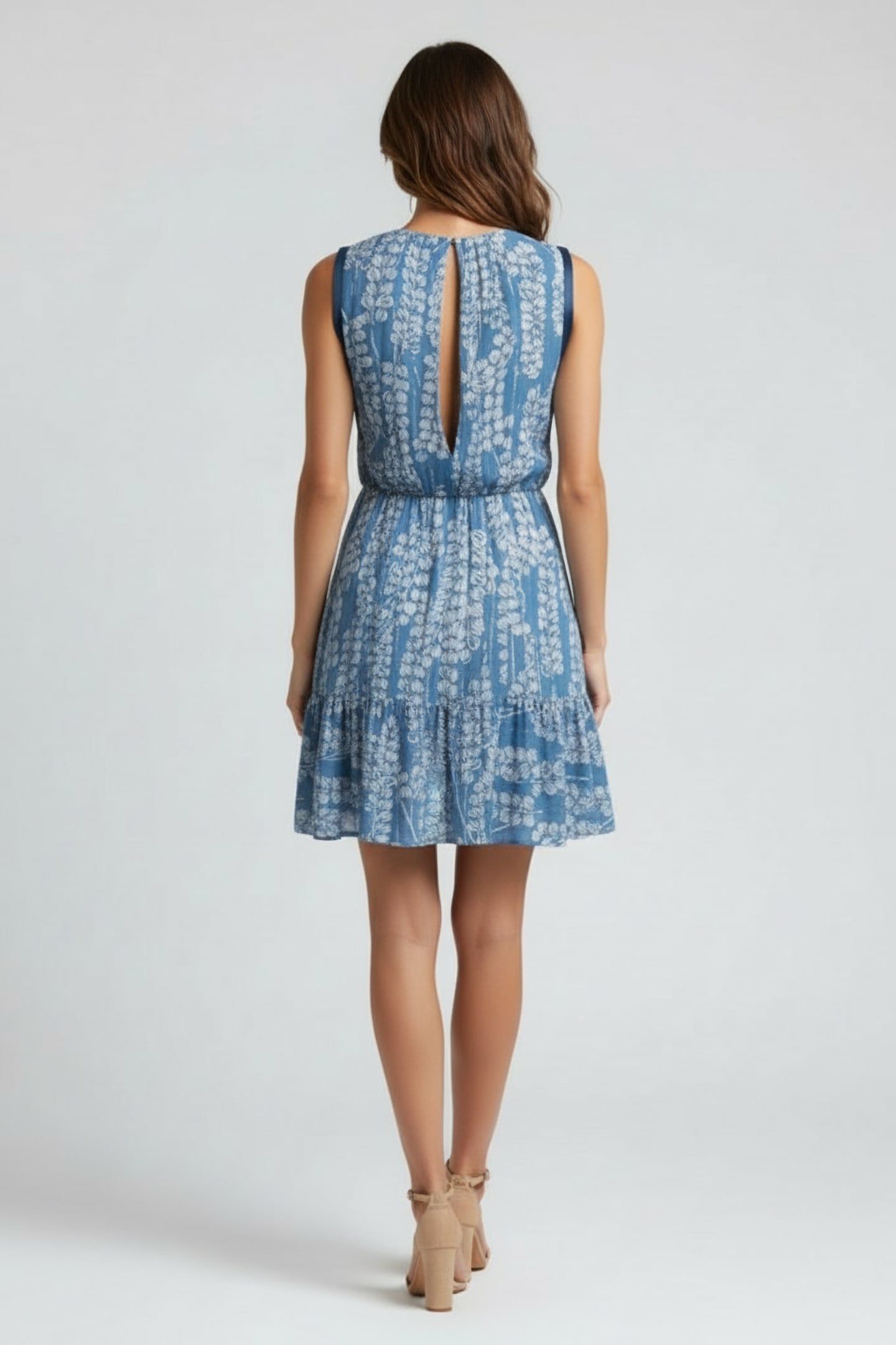PRINTED FLIPPY MINI DRESS BLUE/WHITE 2