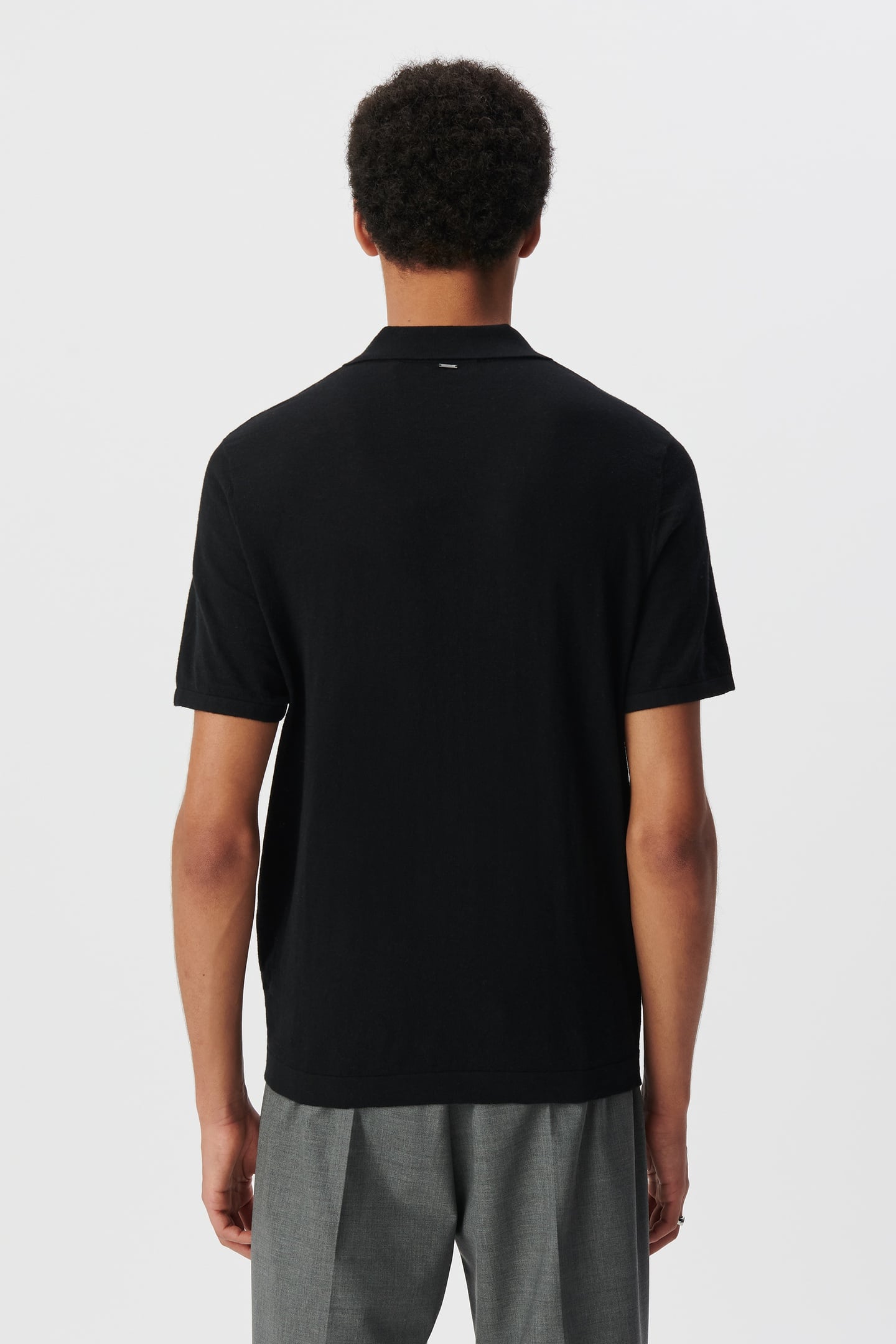 BLACK SLUB KNIT POLO SHIRT 3