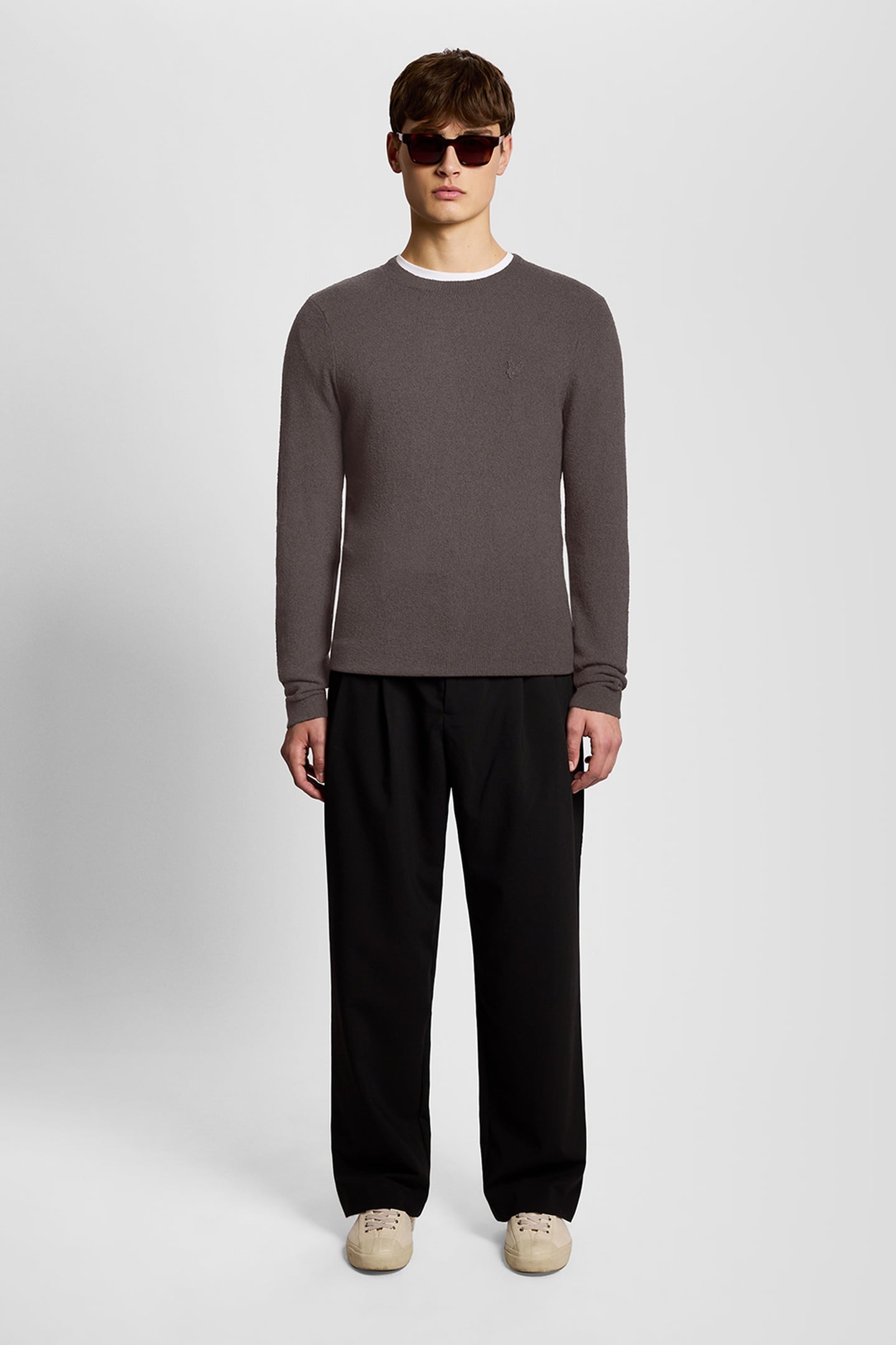 TEXTURED TRAVEL KNITTED JUMPER LICORICE 1