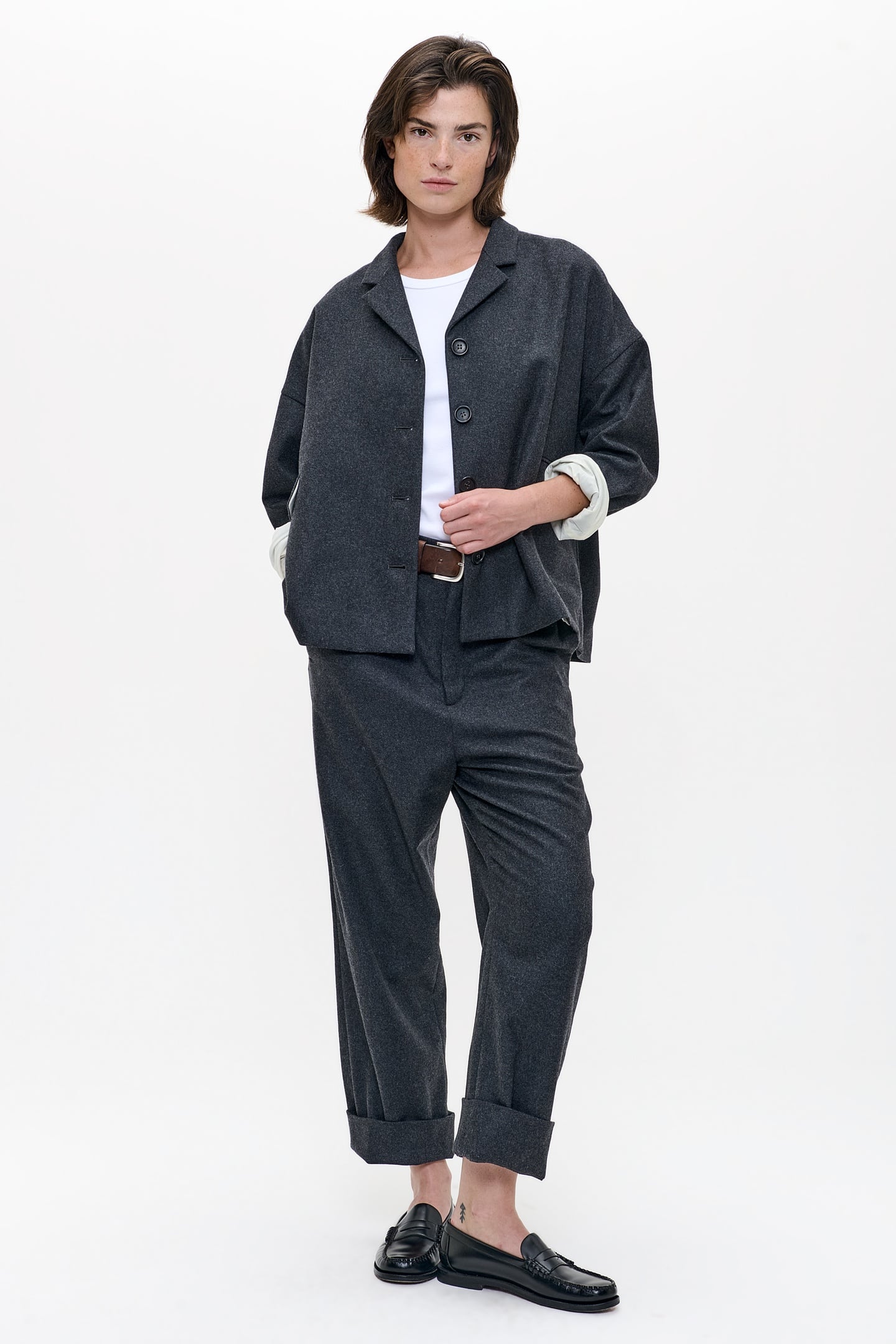 RECYCLED WOOL BOXY JACKET DEEP CHARCOAL 2