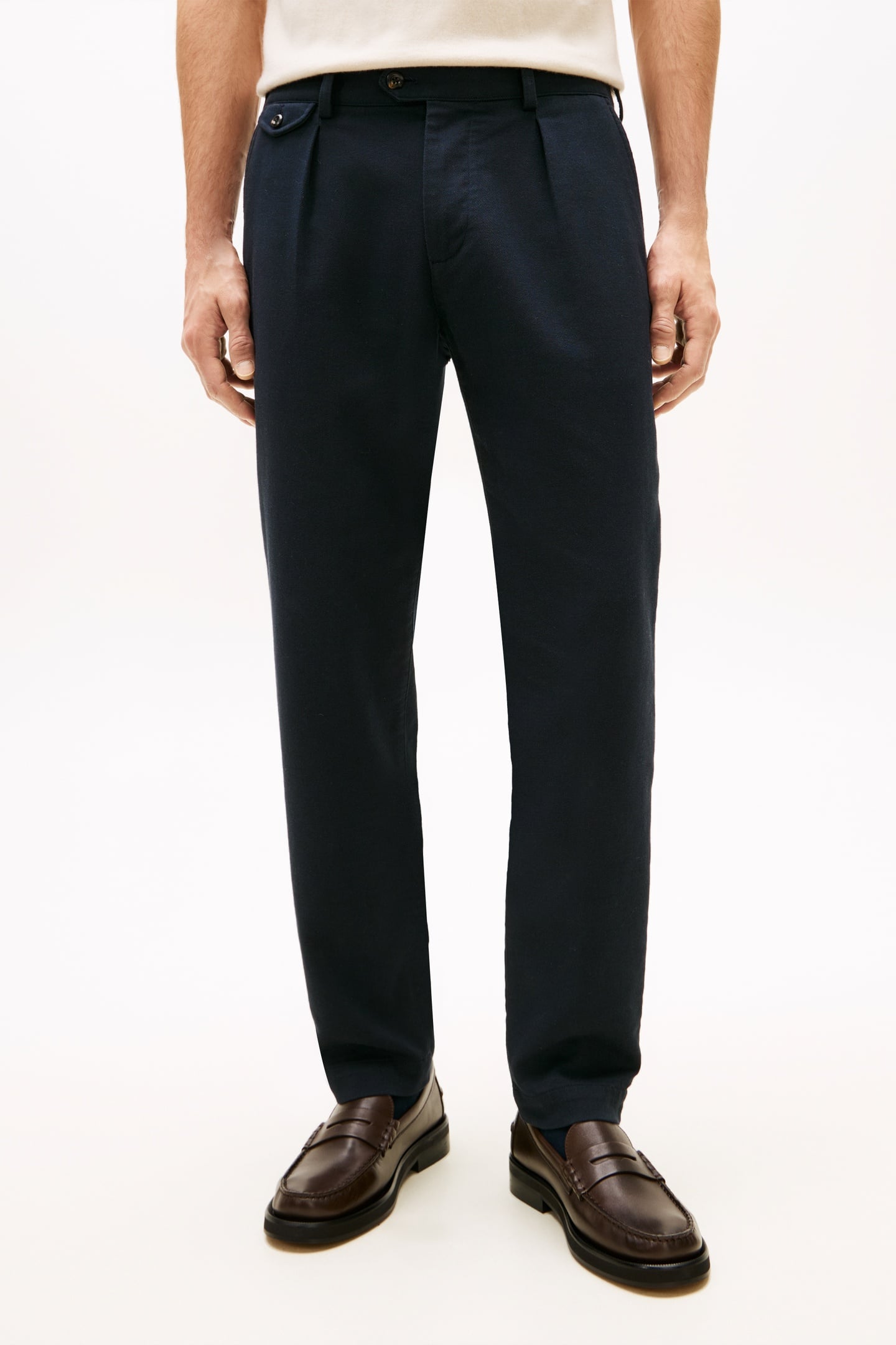 HARLEM TAPERED PLEATED TWILL TROUSERS DESERT SKY 2
