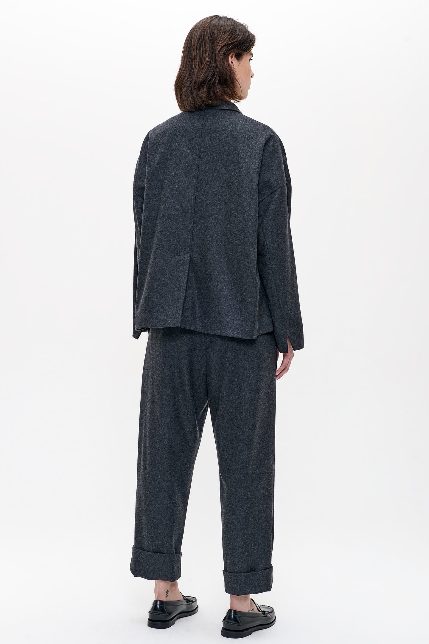 RECYCLED WOOL BOXY JACKET DEEP CHARCOAL 5