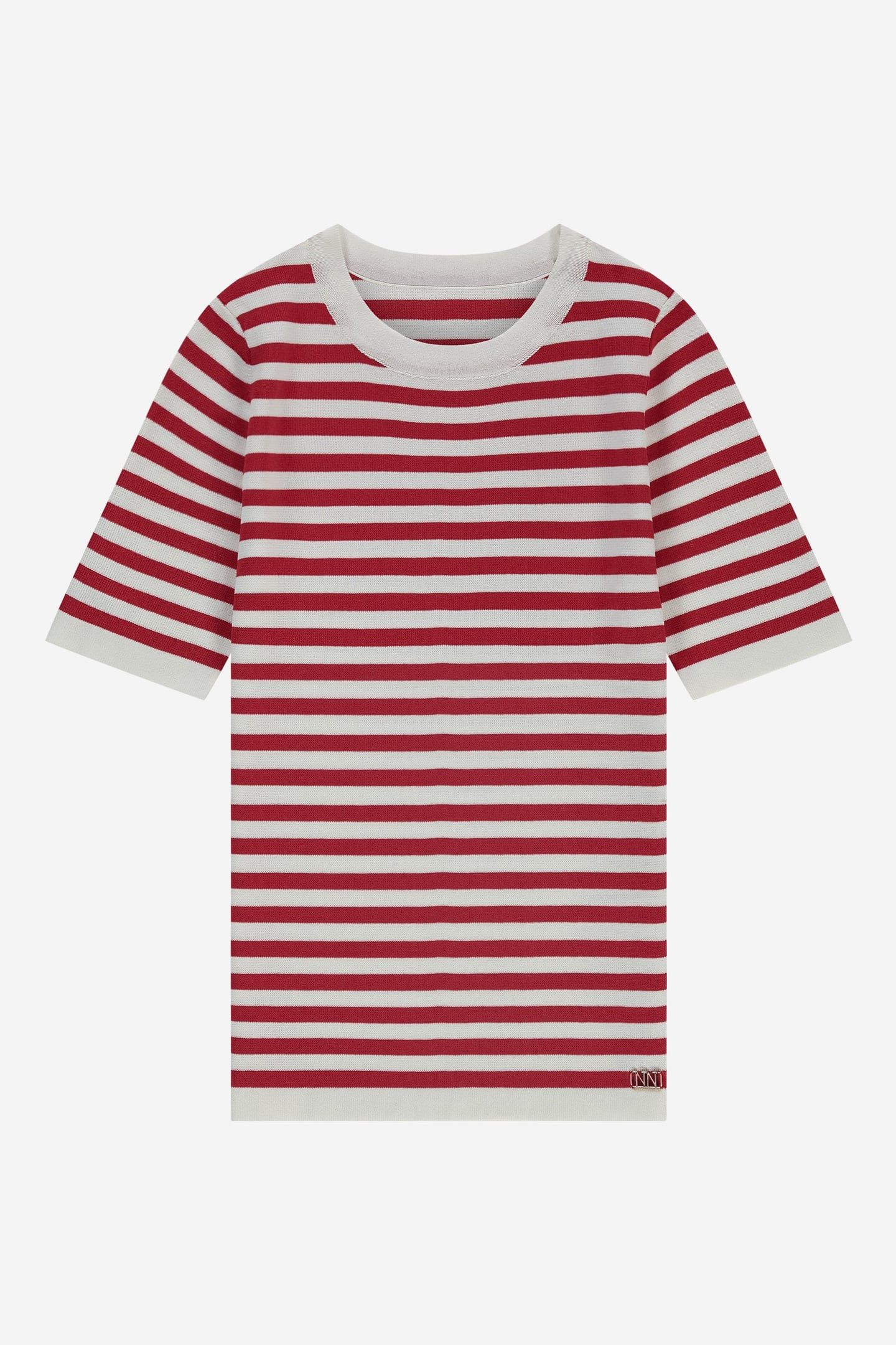 JOLIE SS STRIPE PULLOVER SCARLET/OFF WHITE 1