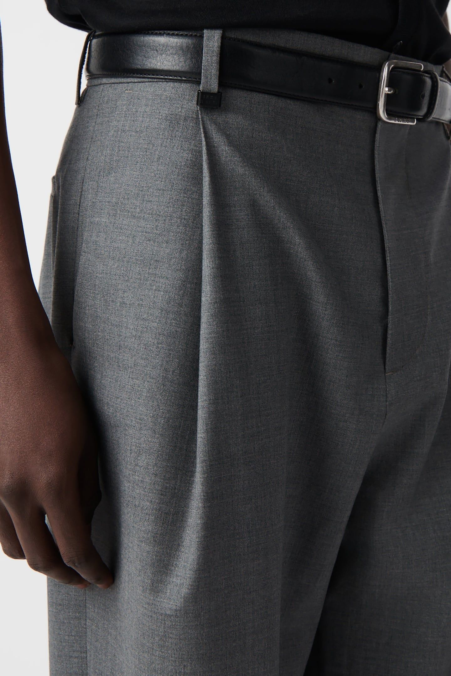 FAUX-PLAIN GREY WIDE-LEG SUIT PANTS 6