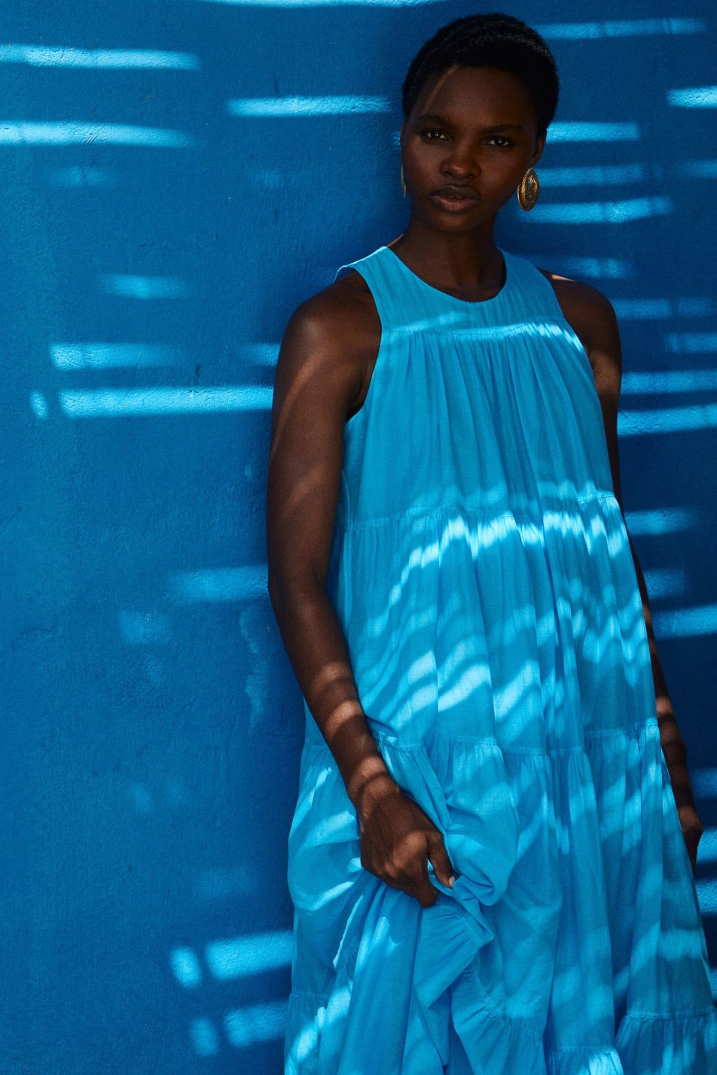 LACK LONG DRESS VOILE CYAN 1