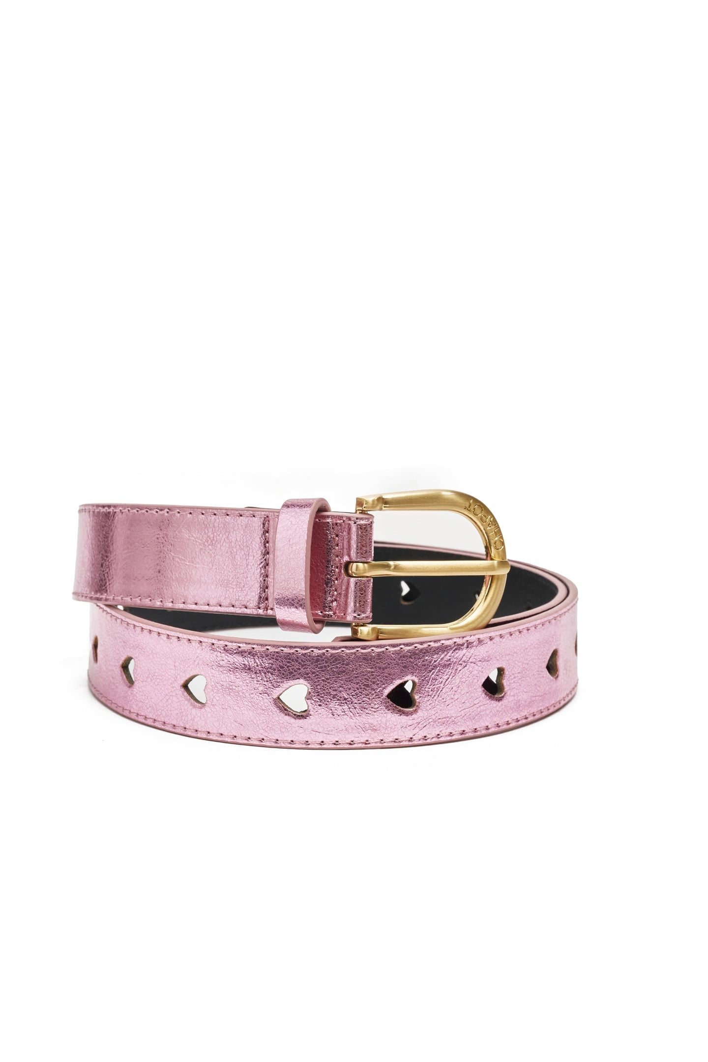 CUT IT OUT HEART BELT LIGHT PINK METALLIC 2
