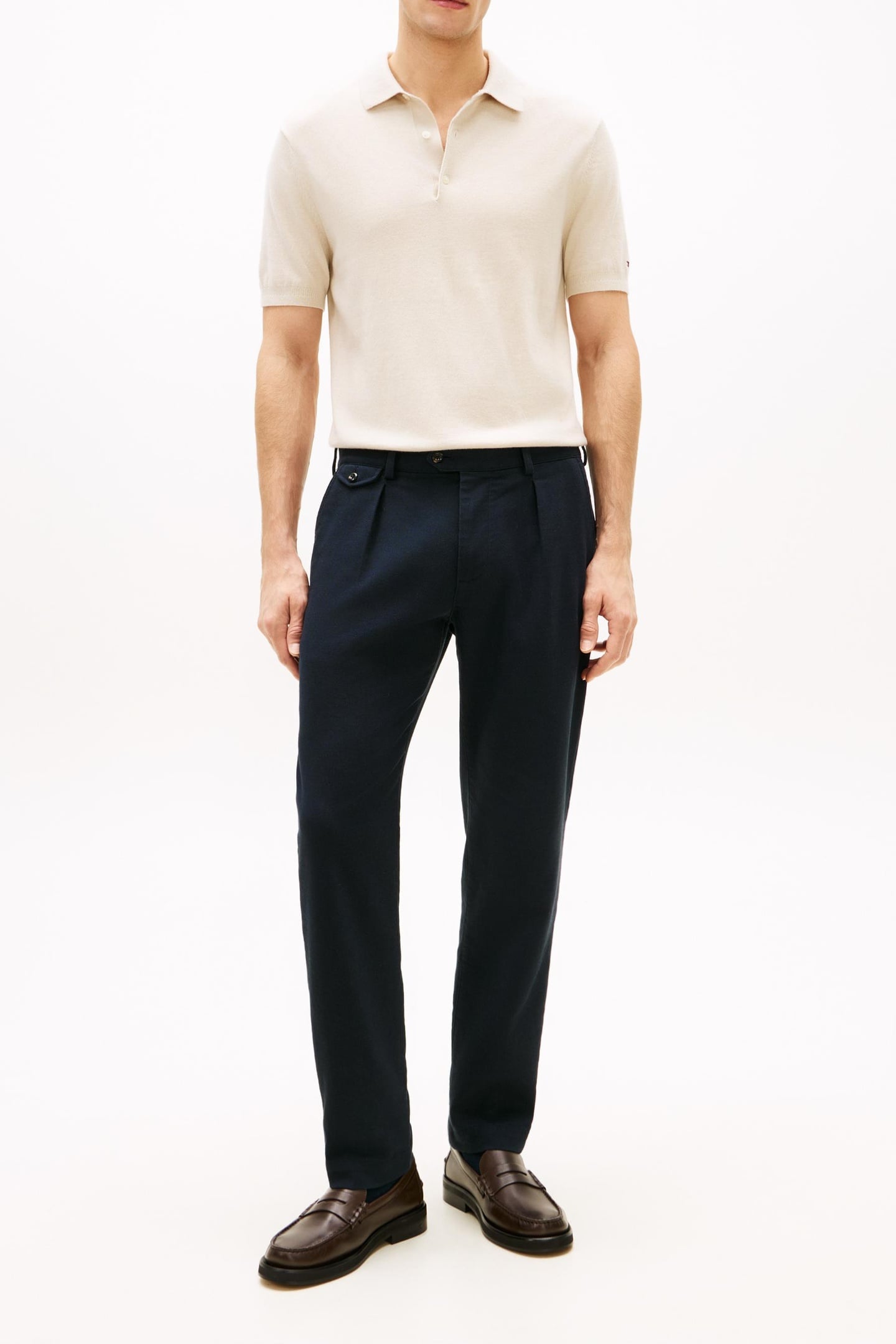 HARLEM TAPERED PLEATED TWILL TROUSERS DESERT SKY 1