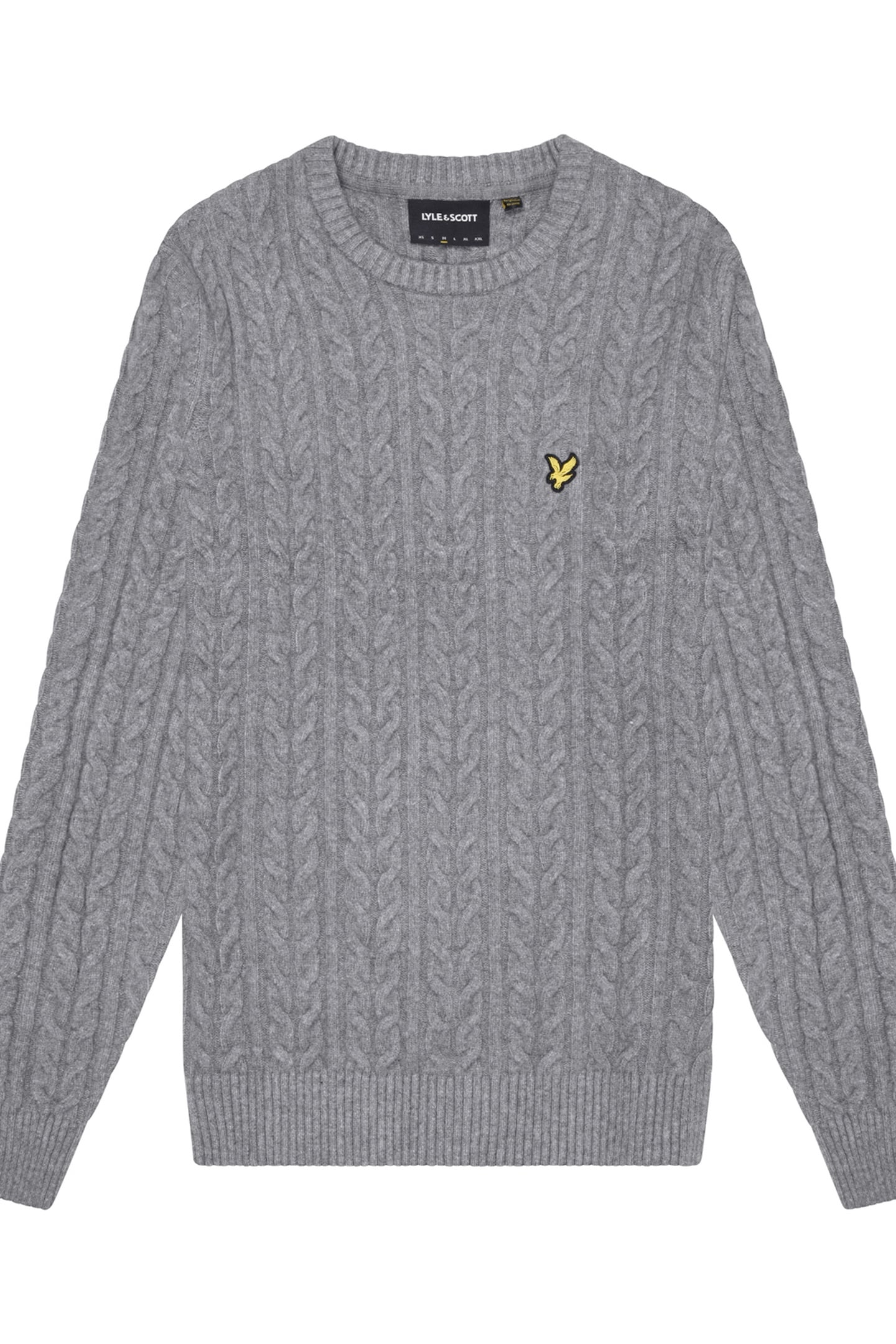 CABLE CREW NECK JUMPER MID GREY MARL 2