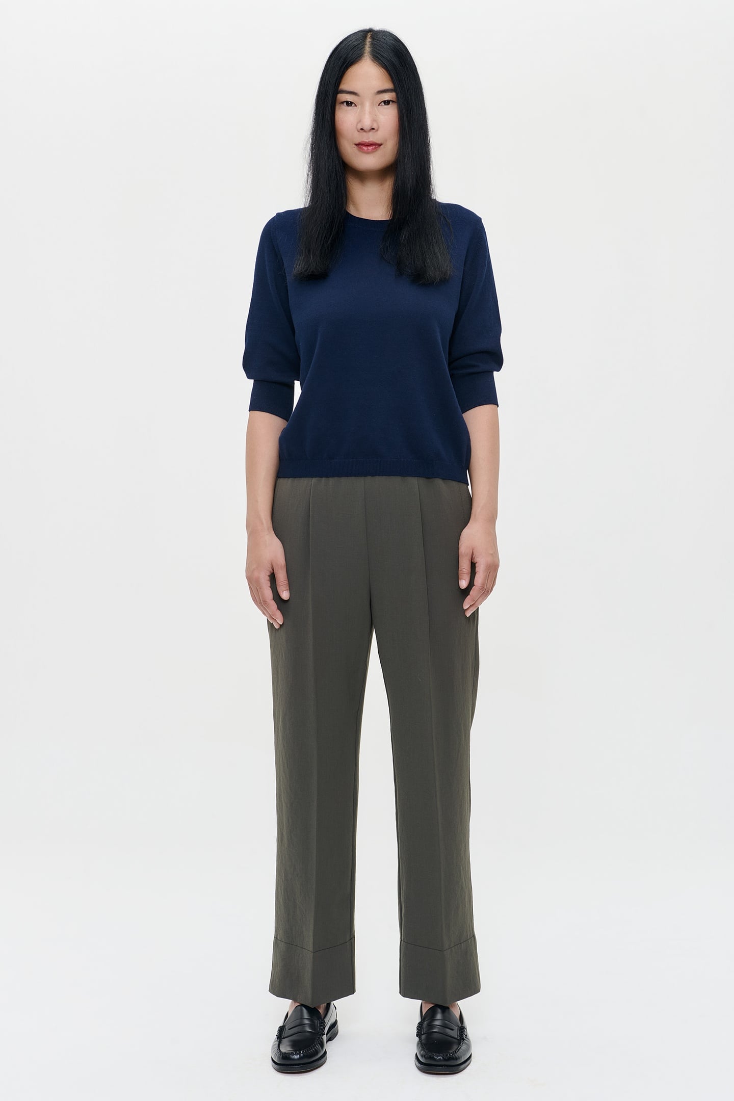 CASHMERE SHORT SLEEVE TOP DEEP BLUE 2