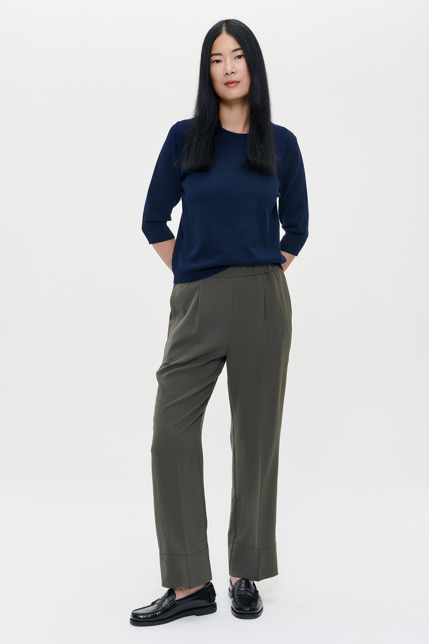 CASHMERE SHORT SLEEVE TOP DEEP BLUE 1