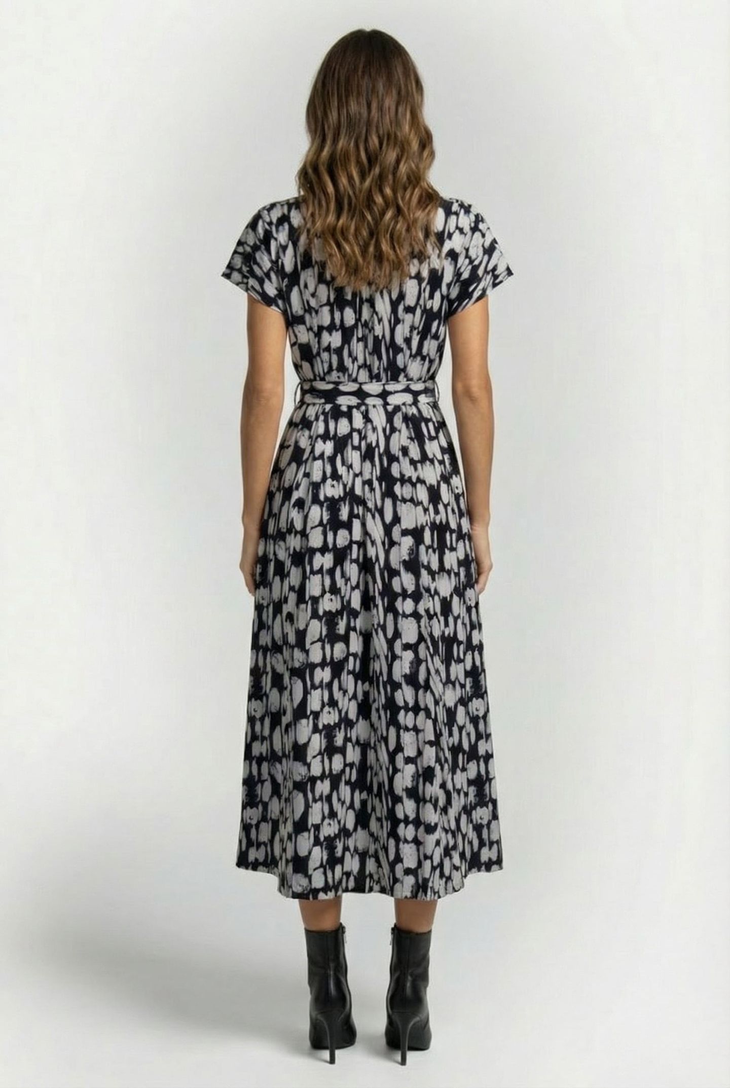 ISLANNA CREPE SS MIDI DRESS MARINE/WHITE 2