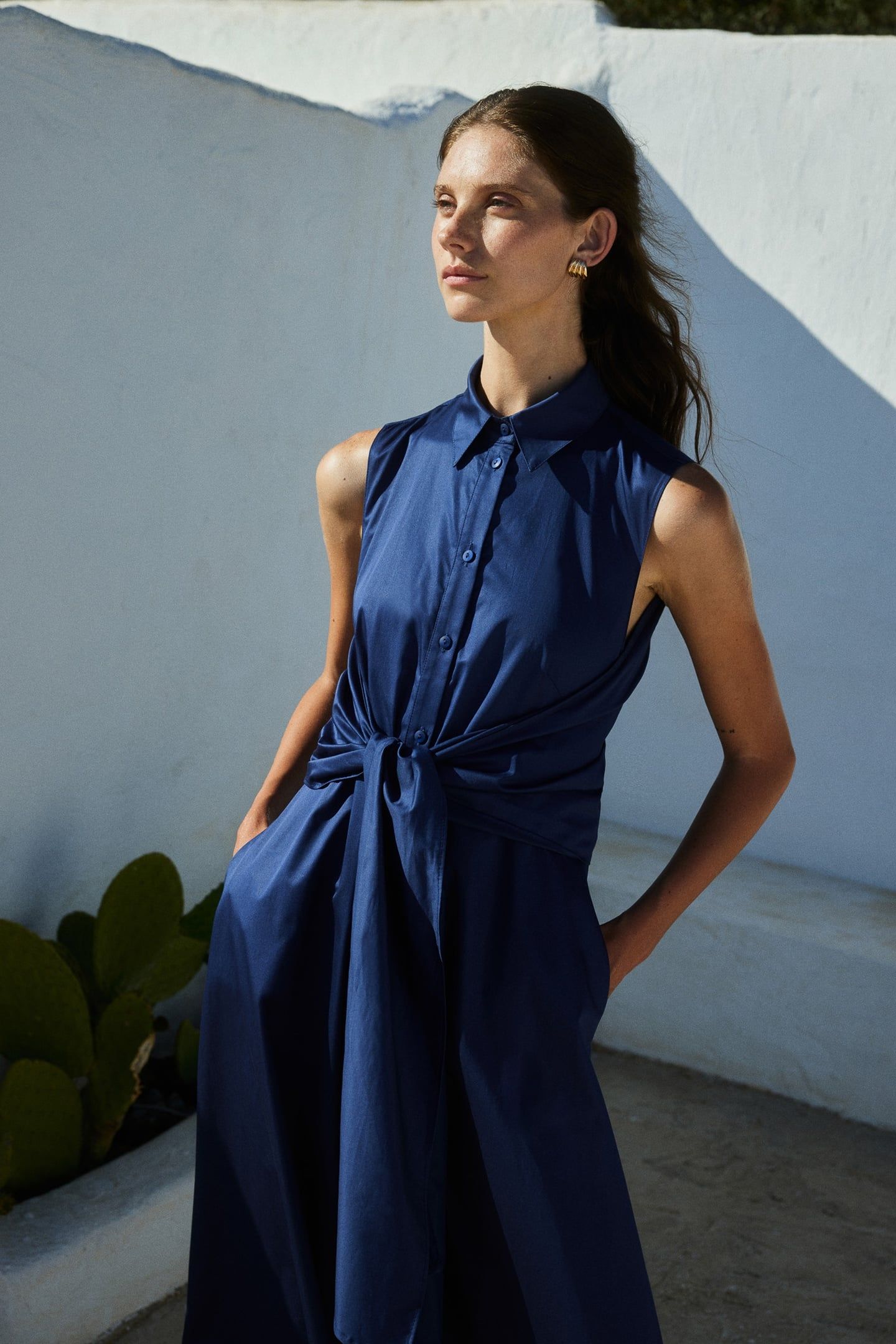 EROS LONG DRESS POPLIN NAVY 5