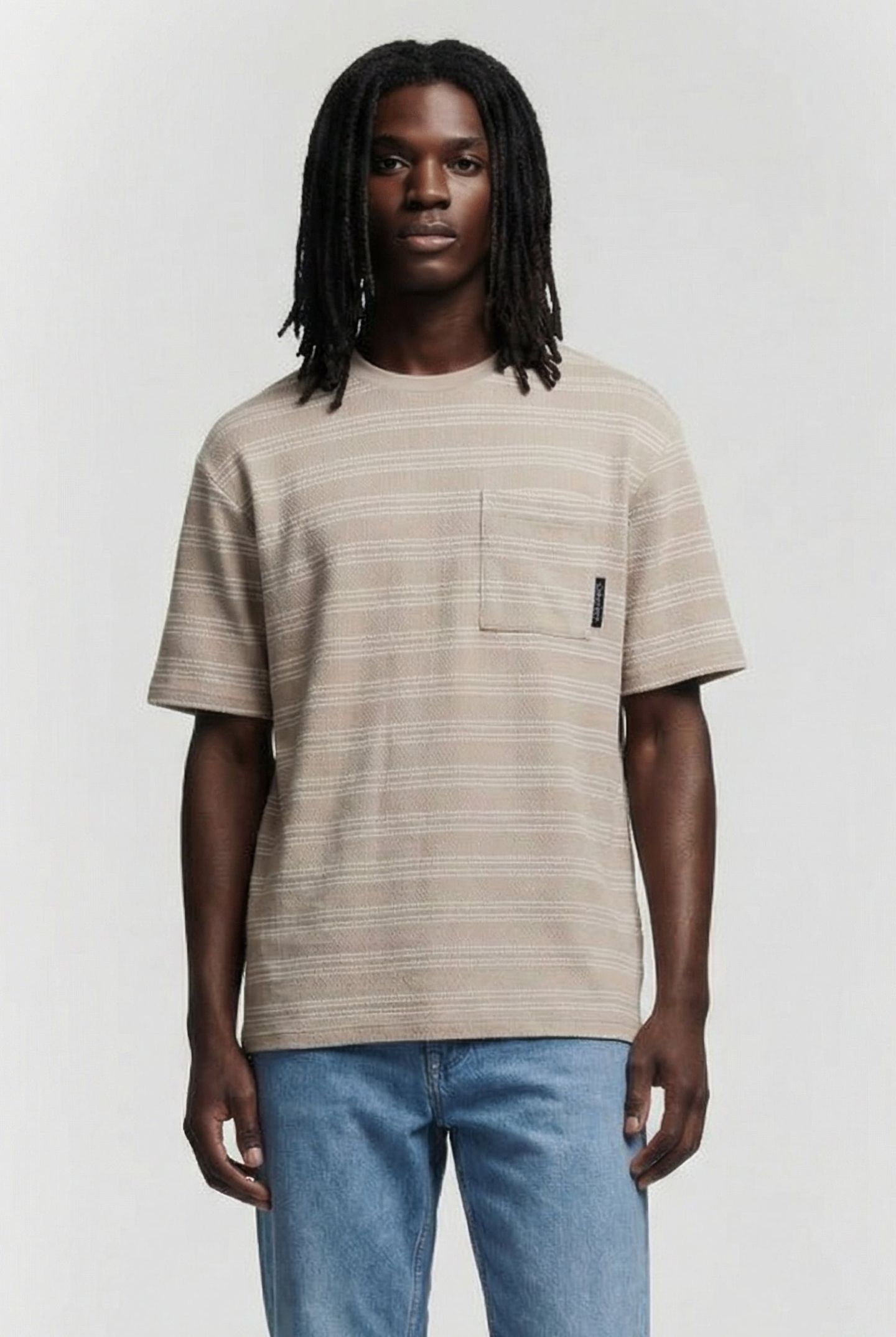 SS STRIPE JACQUARD PLAZA TAUPE 1