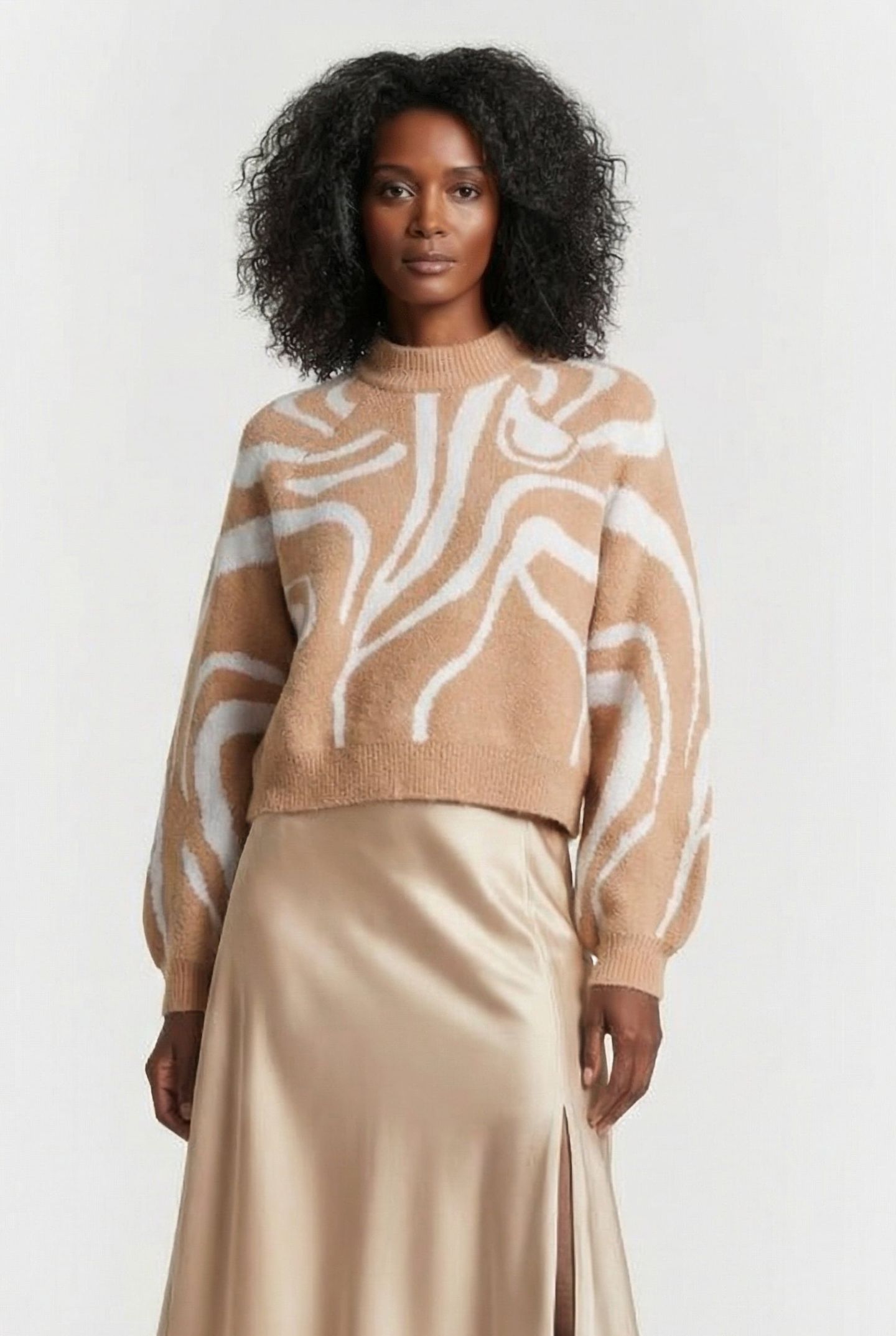 SWIRL CREW TAN/IVORY 1