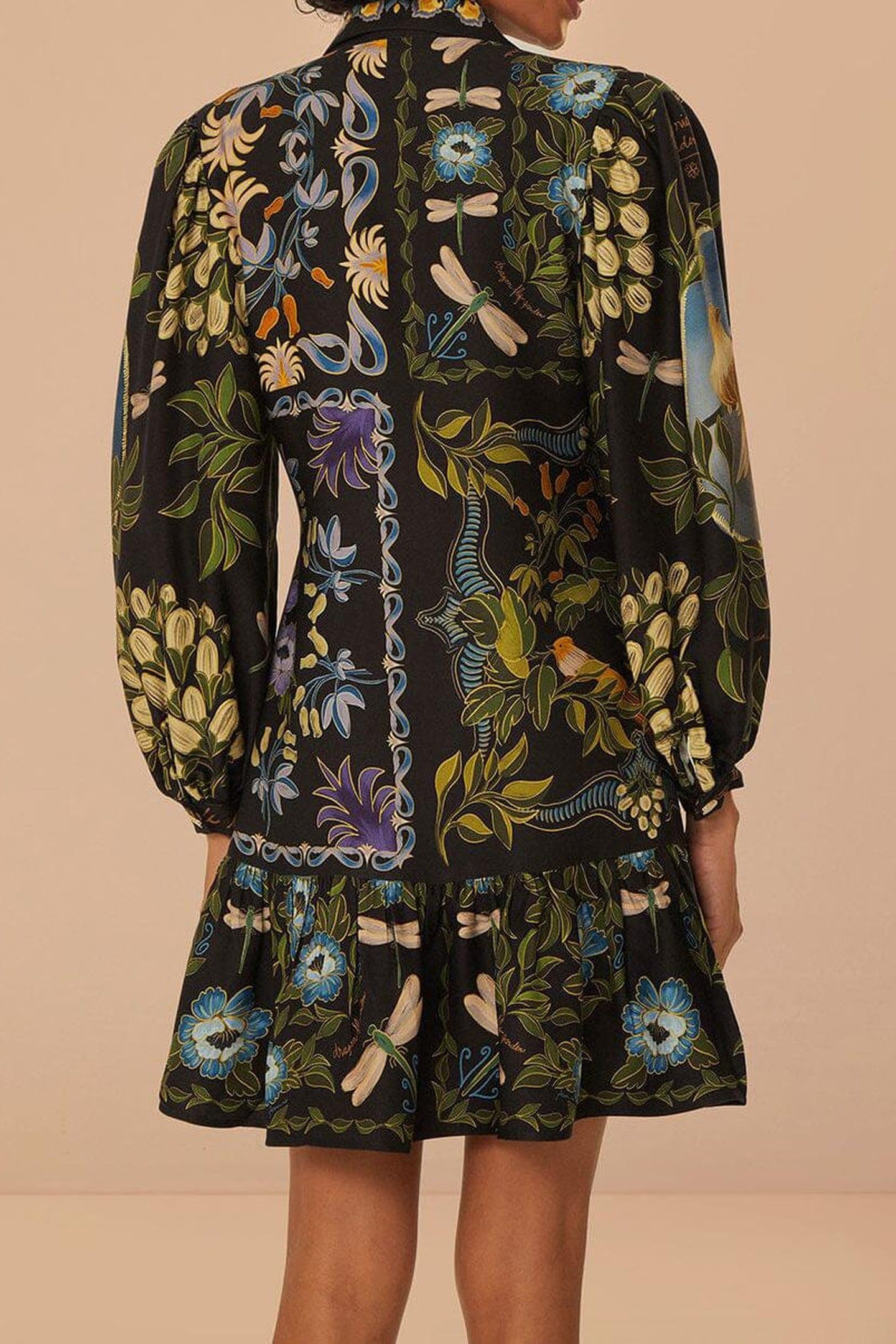 BLACK WINTER GARDEN MINI DRESS LONG SLEEVES 3