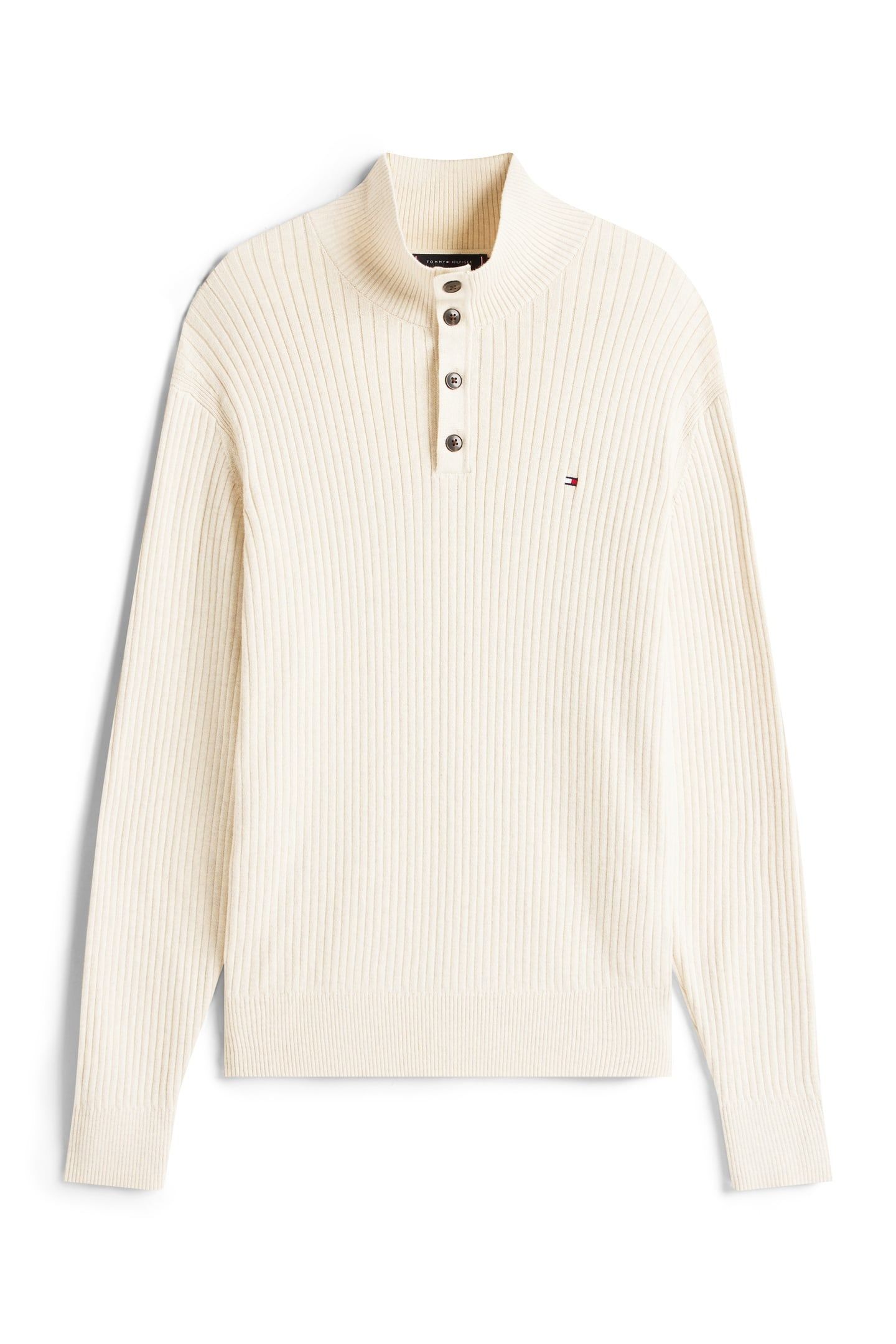 PIMA COTTON MOCK NECK SWEATER HEATHERED OATMILK 4