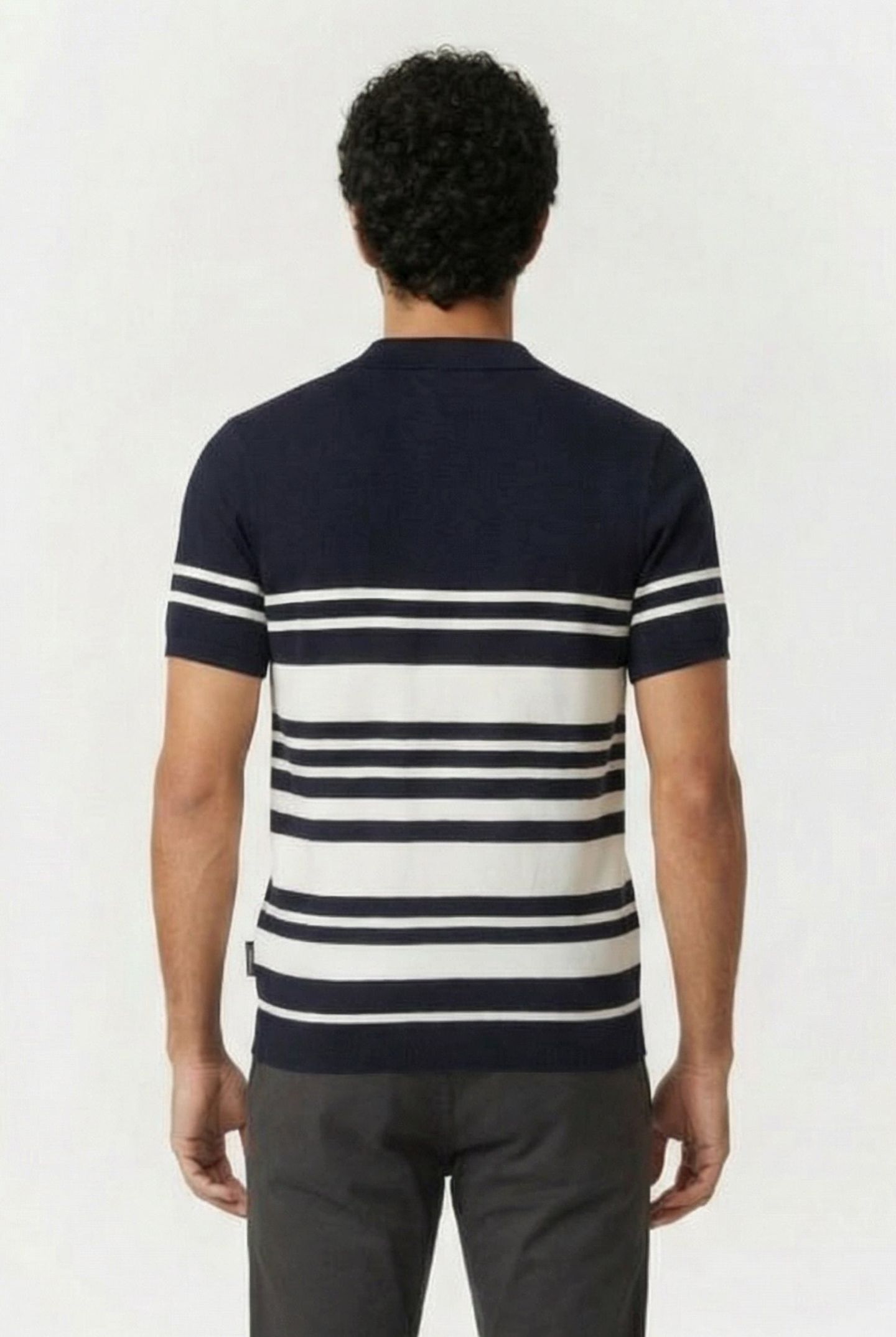 LUX STRIPE POLO SHORT SLEEVE MARINE/ECRU 2
