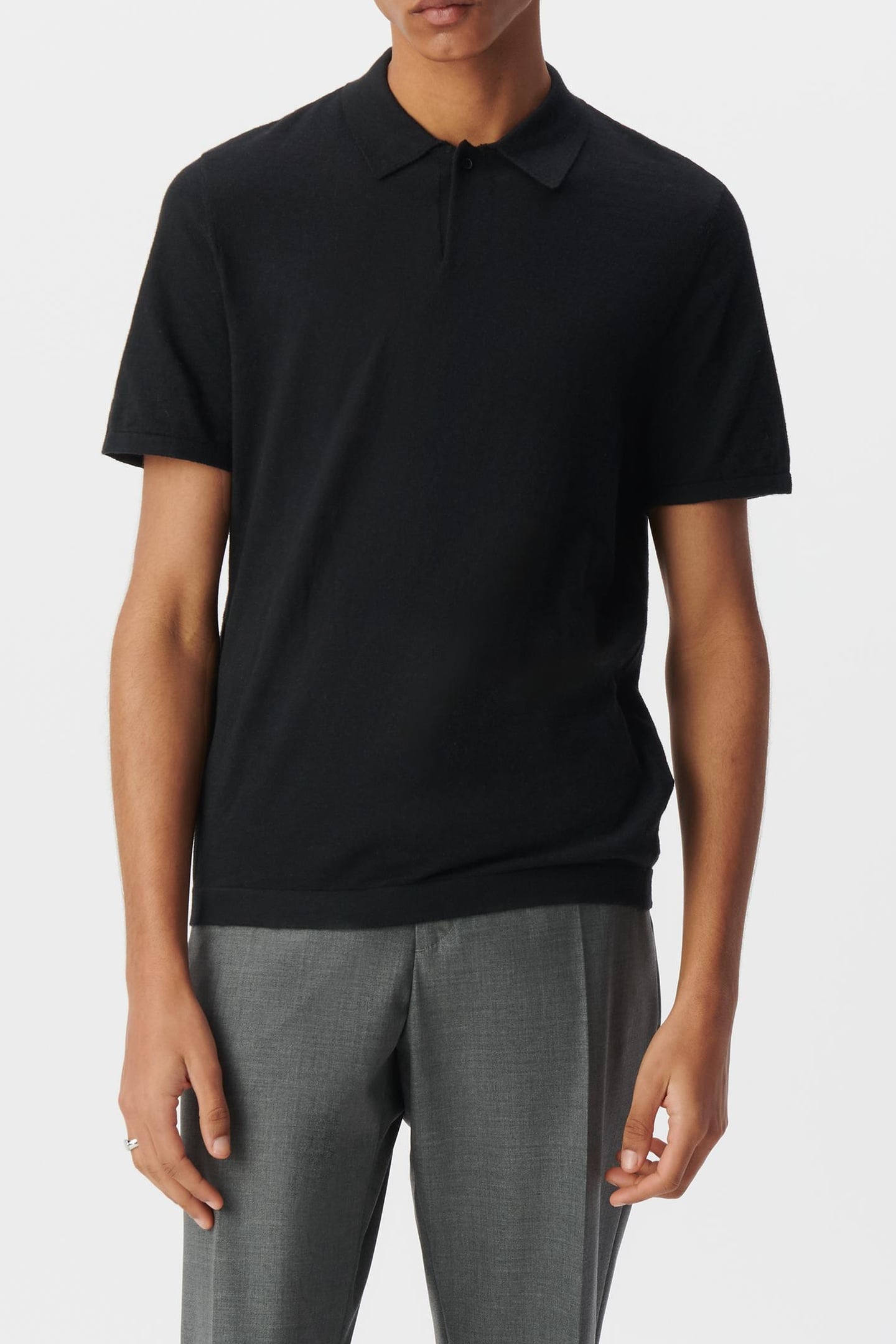 BLACK SLUB KNIT POLO SHIRT 2