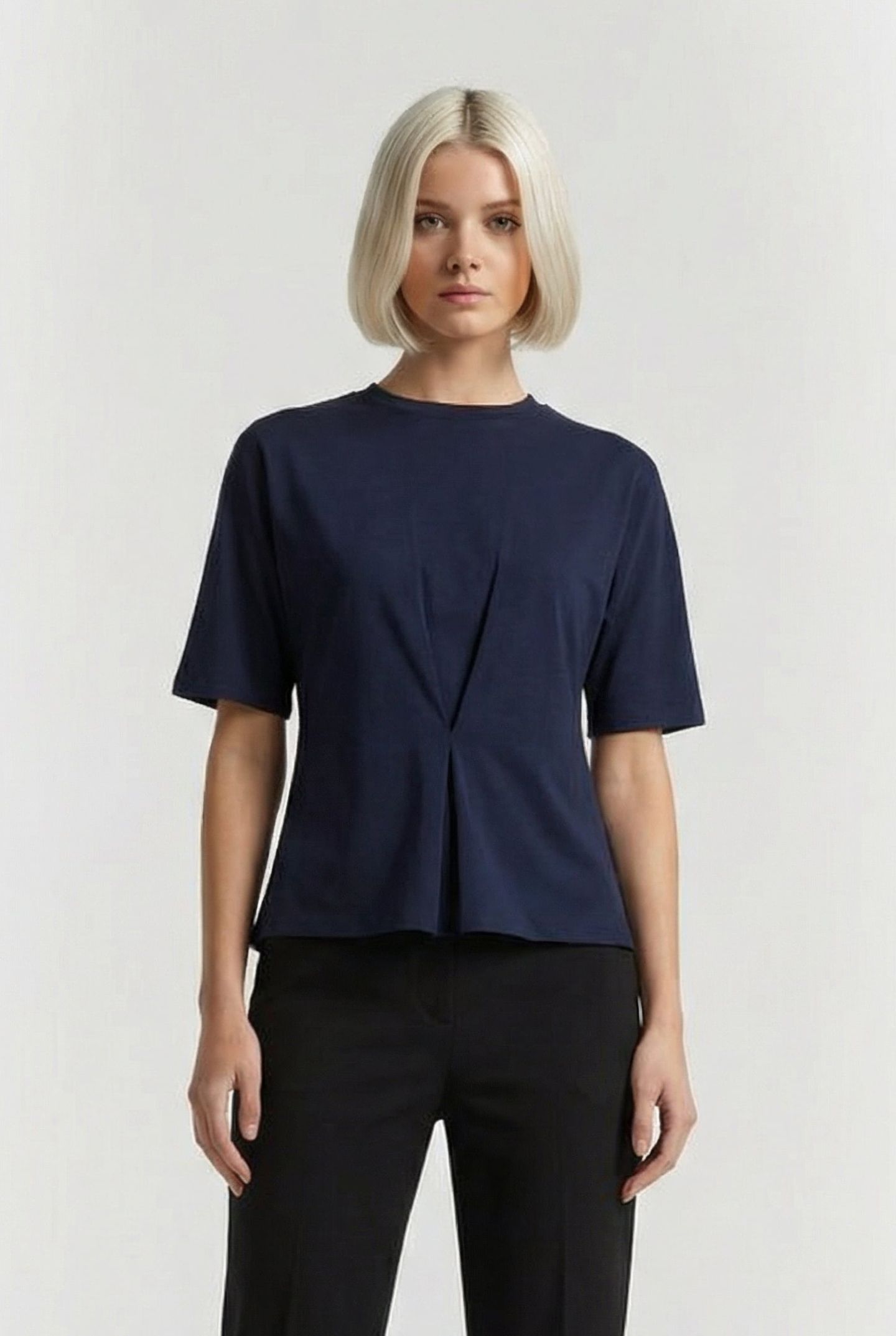BRUSHED PLEAT TEE MIDNIGHT 1