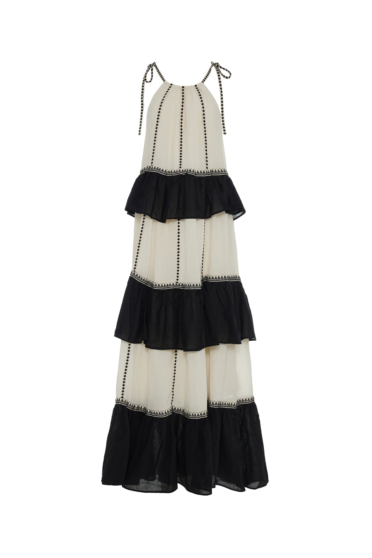 KLEIO LONG DRESS GAZE BLACK OFFWH 4