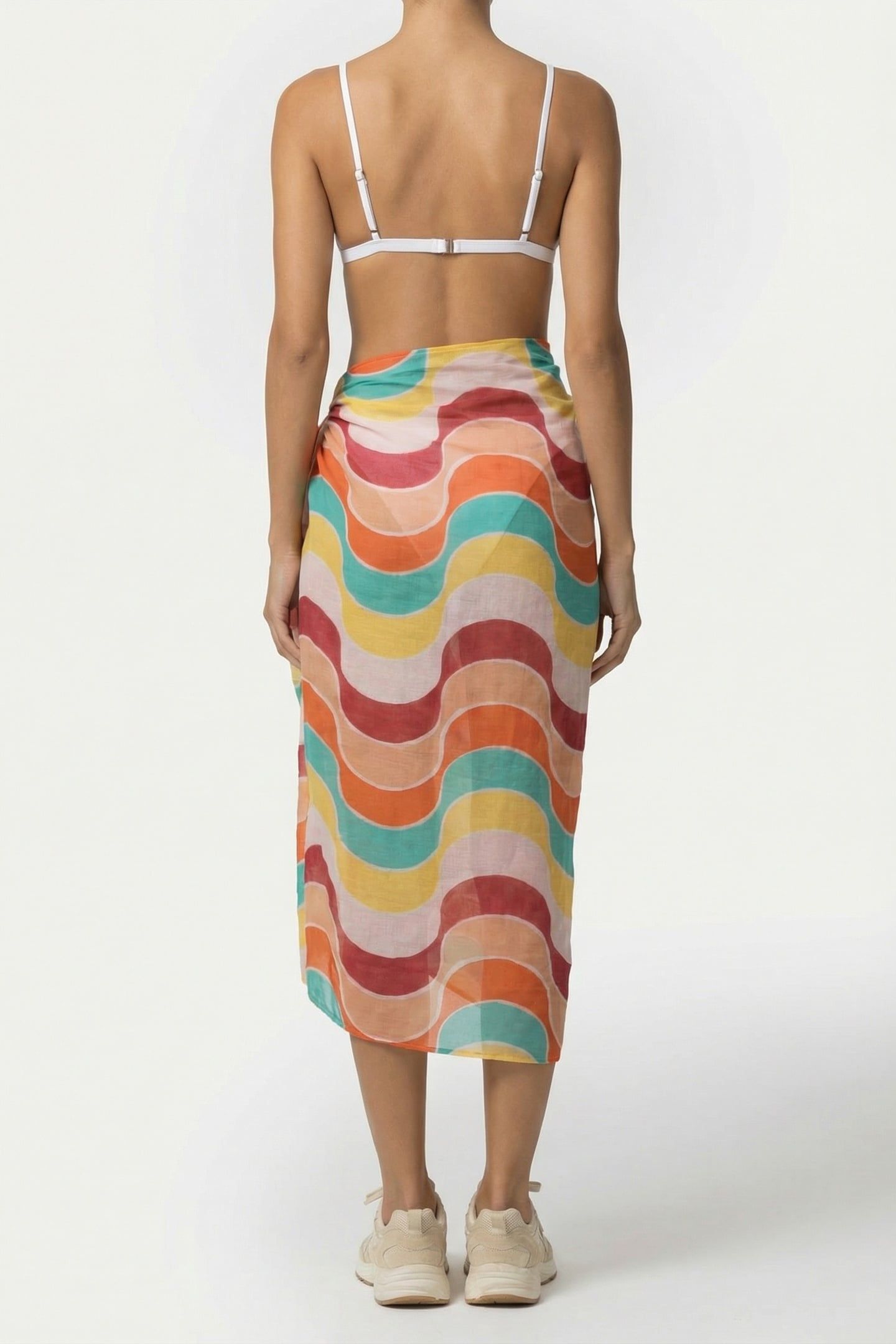 ALMA - PINK SARONG WITH ART DECO COLOR PATTERNS 2