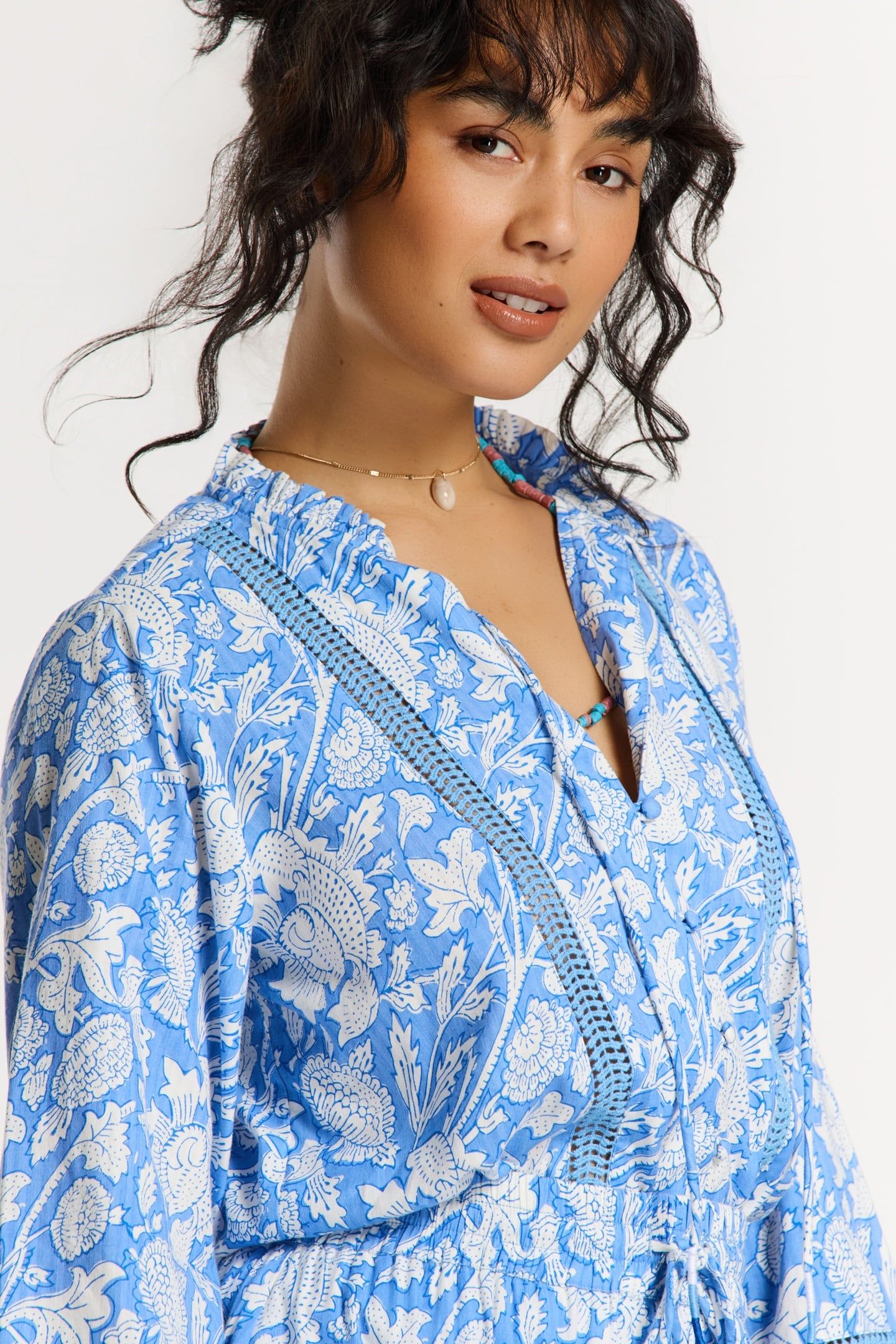 ELSIE BLOUSE FLOWER BLUE PERIWINKLE FLOWER 10