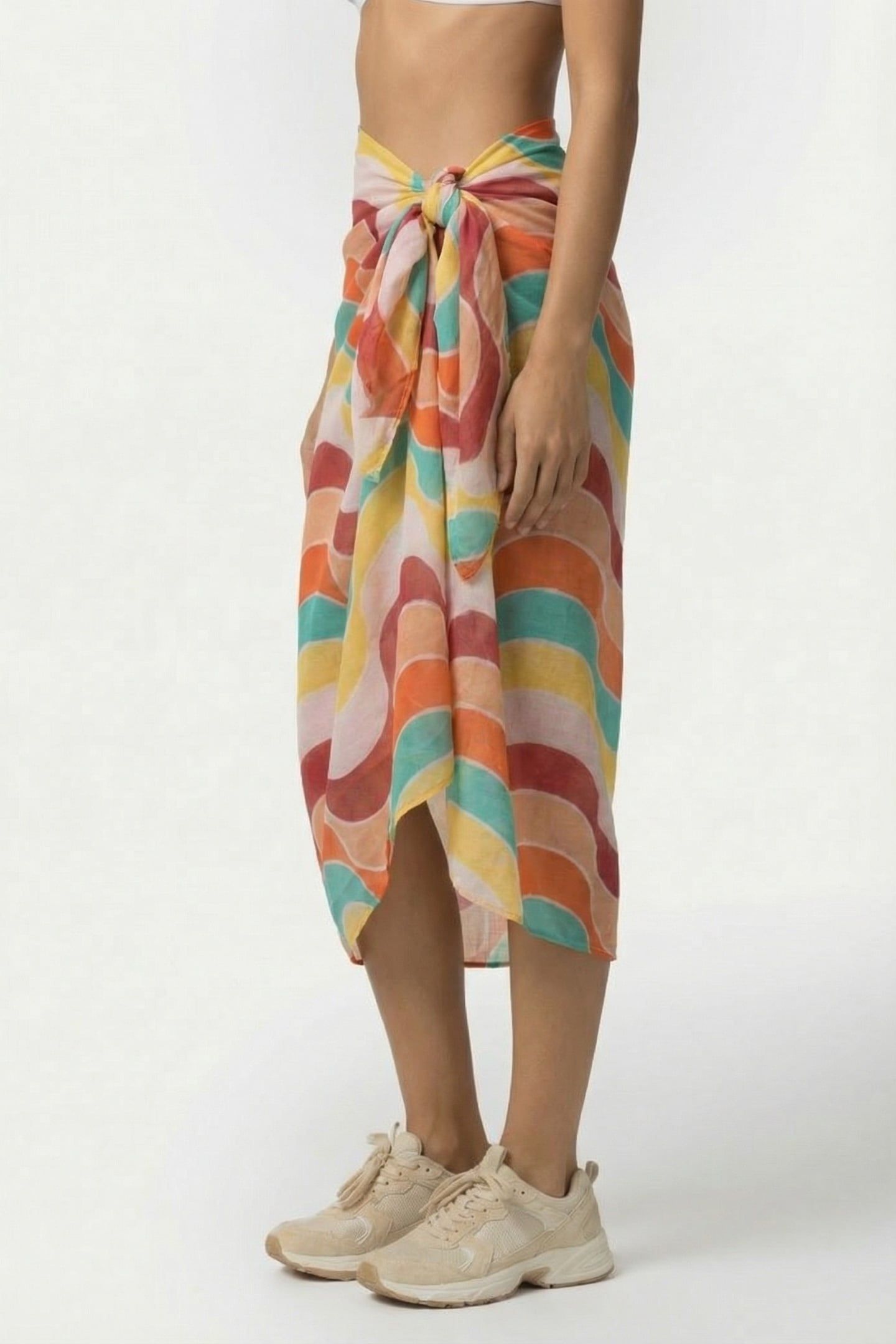 ALMA - PINK SARONG WITH ART DECO COLOR PATTERNS 3