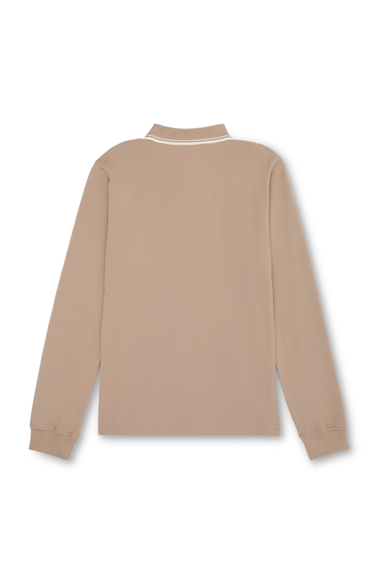 BIELLA REGULAR TIPPED LONG SLEEVE POLO SHIRT TAUPE GRAY 4