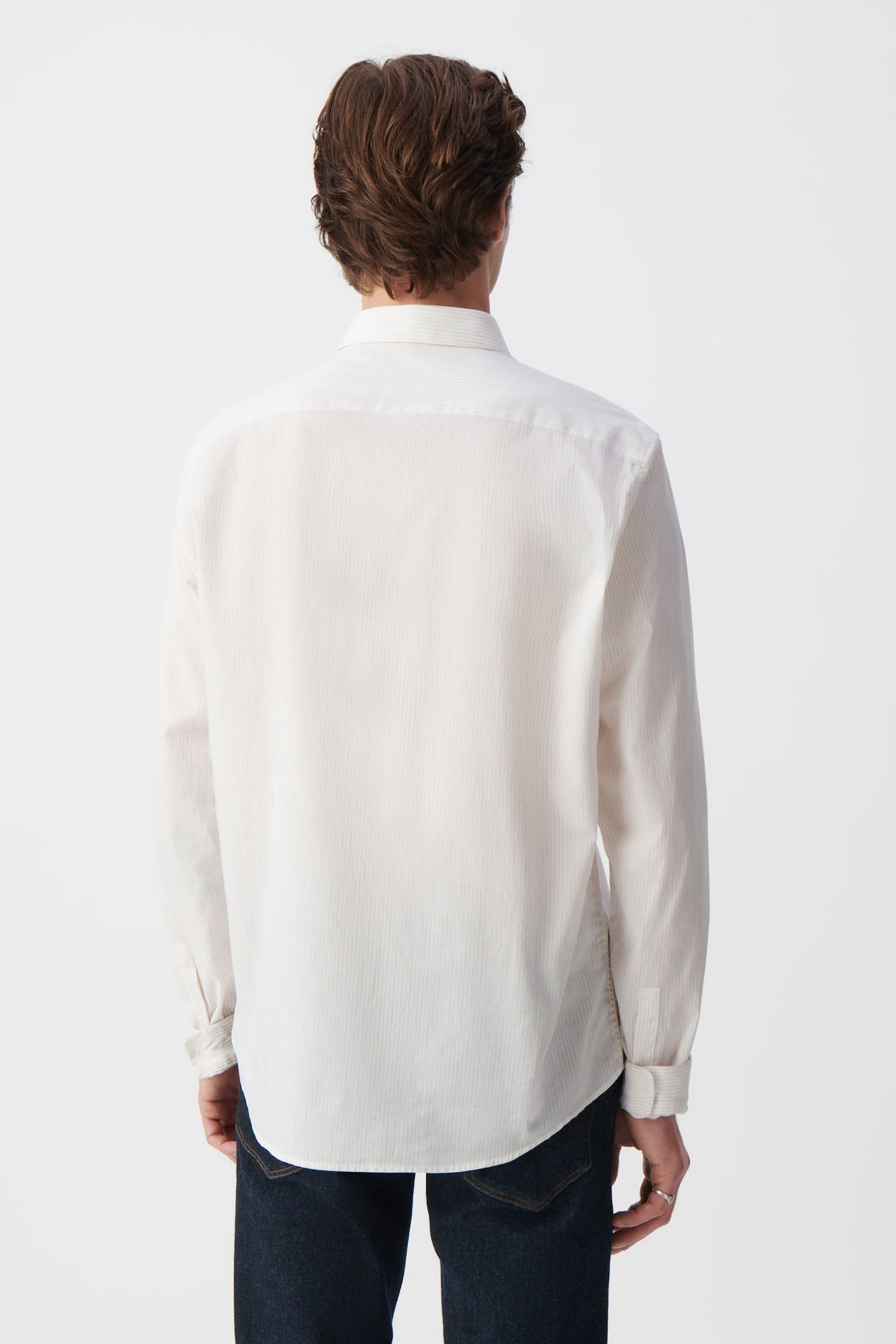 BEIGE SLIM SHIRT WITH WATERCOLOUR STRIPES 4