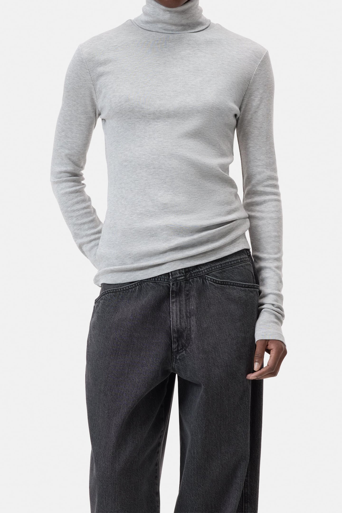 ROLLNECK LONG SLEEVE T-SHIRTS LIGHT GREY MELANGE 1