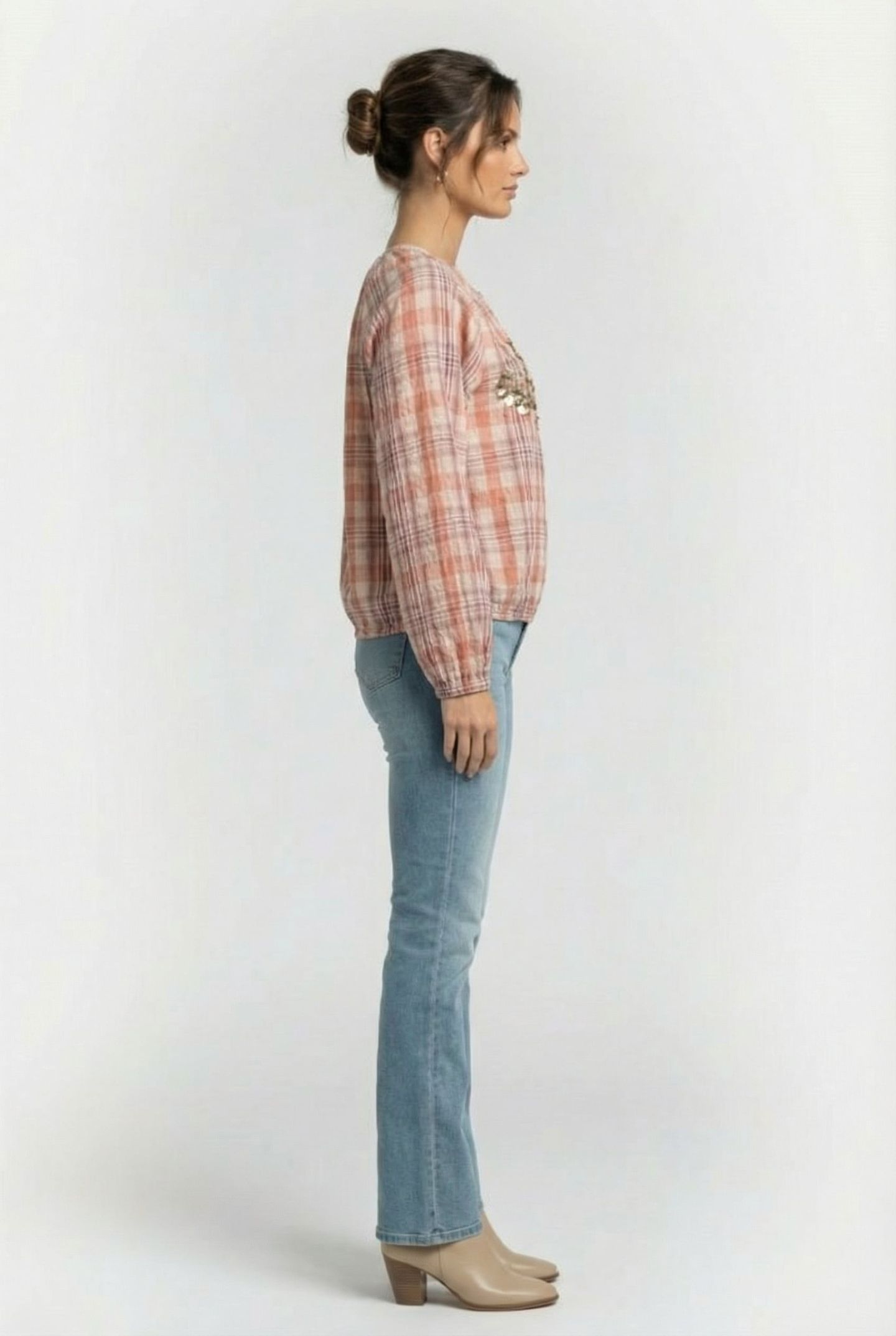 LONGSLEEVE TOP PINK CHECK ROSE SMOKE 3