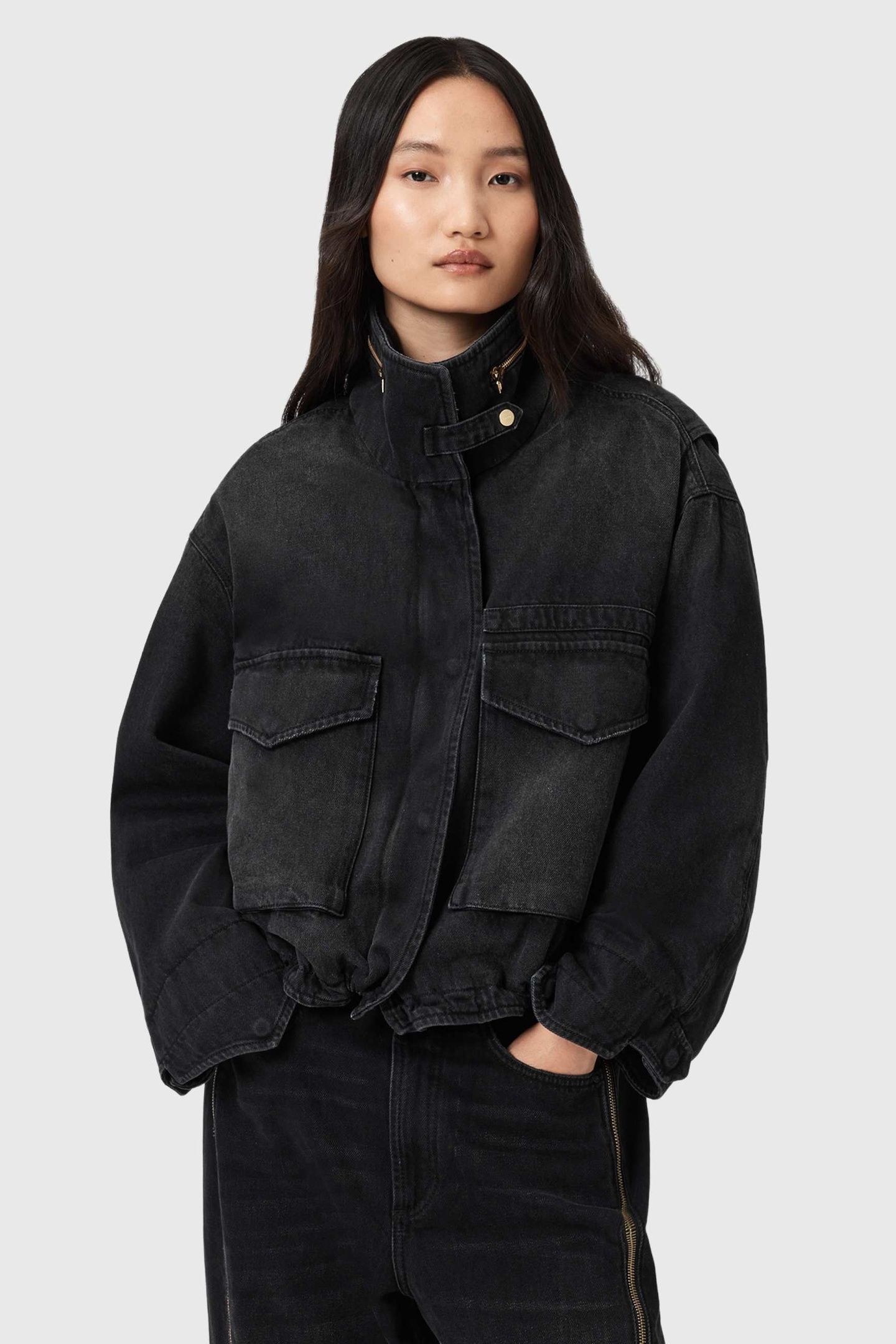CLAY ZIP JACKET WASHED BLACK 1
