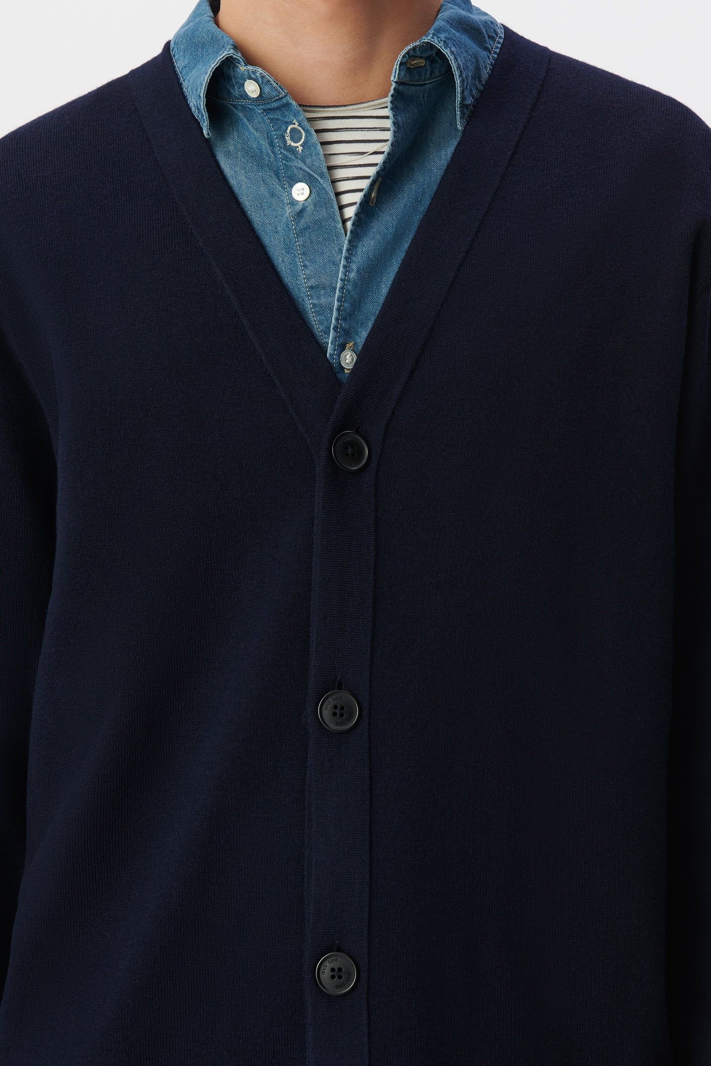 NAVY KNIT V-NECK CARDIGAN 6